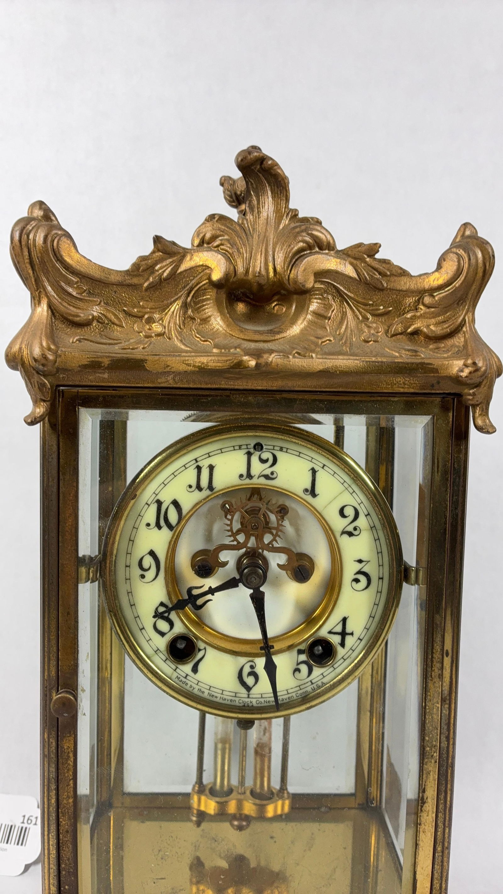 New Haven Clock Co Ornate Crystal Regulator Clock - 2