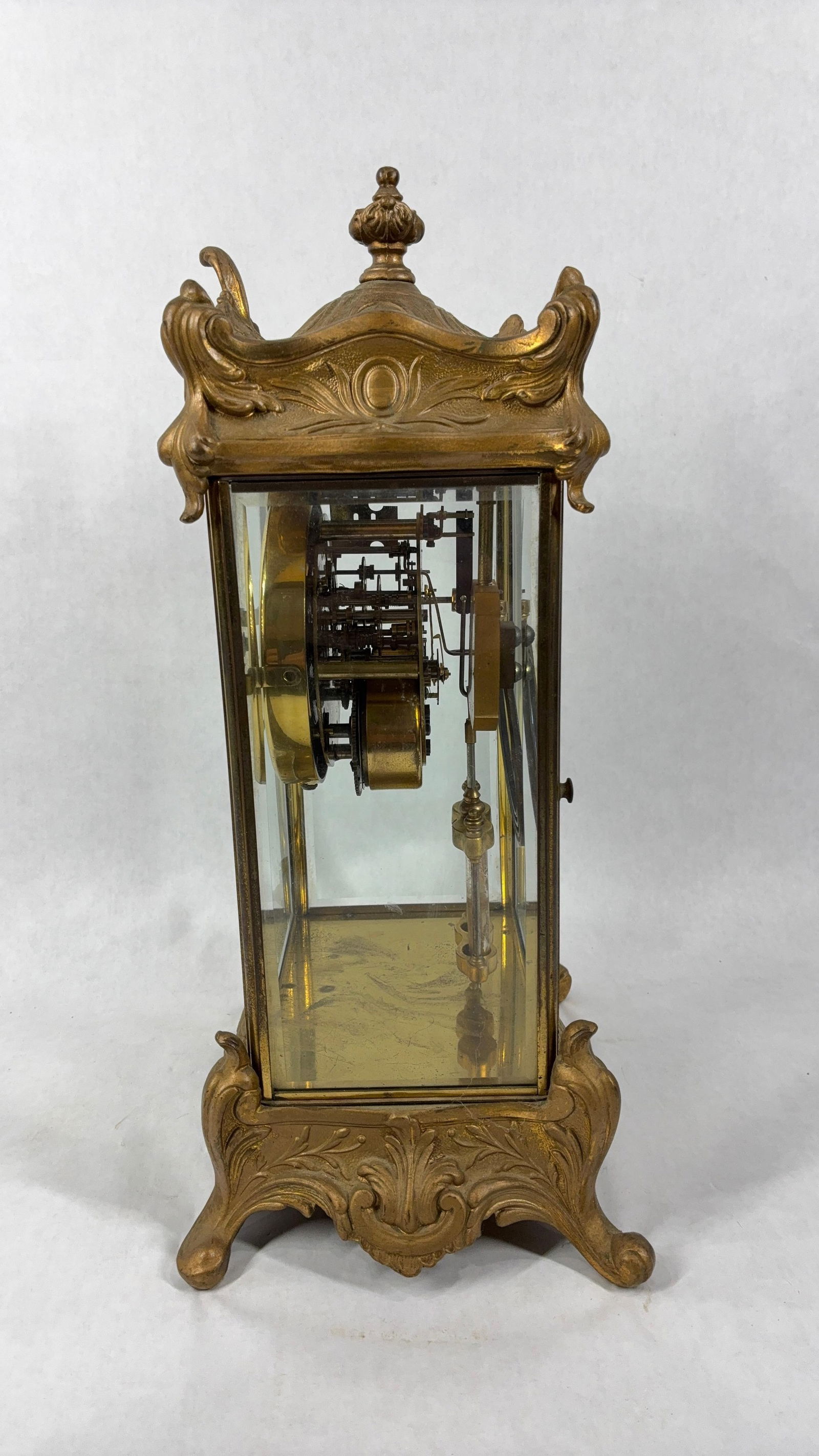New Haven Clock Co Ornate Crystal Regulator Clock - 4