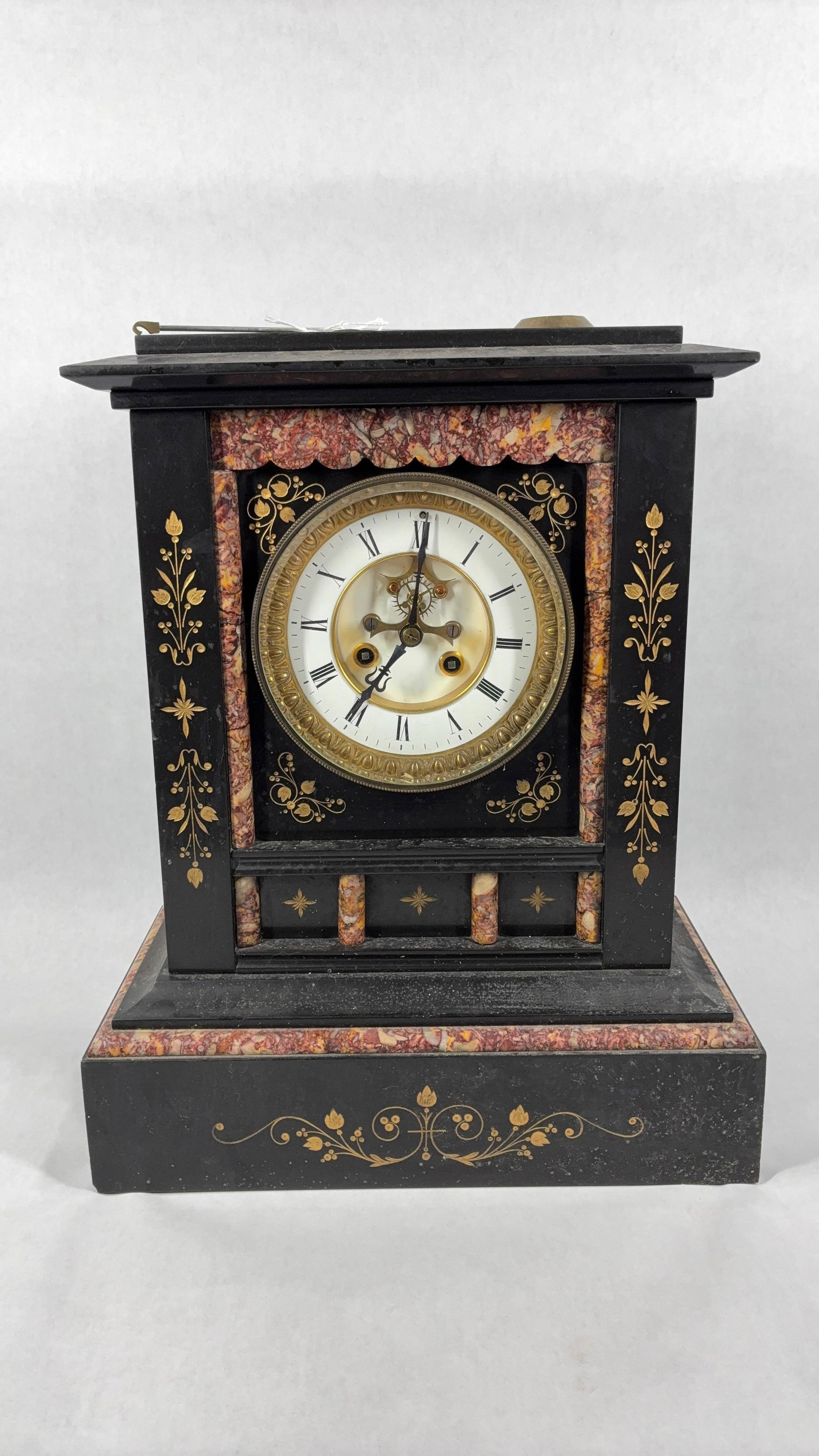 Black Slate & Marble French Mantle Clock (1 of 7)