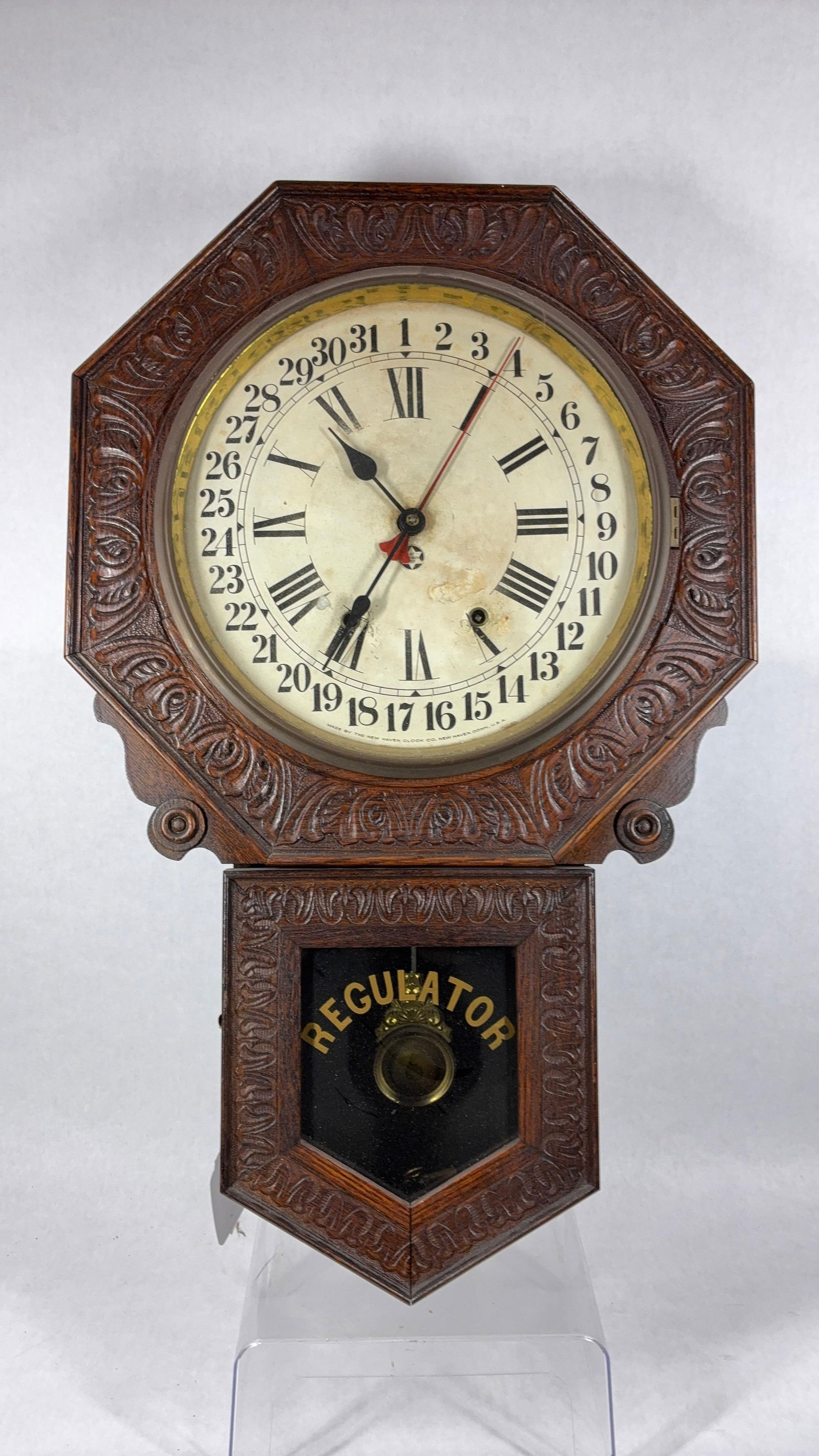 New Haven Clock Co Regulator Wall Clock (1 of 6)
