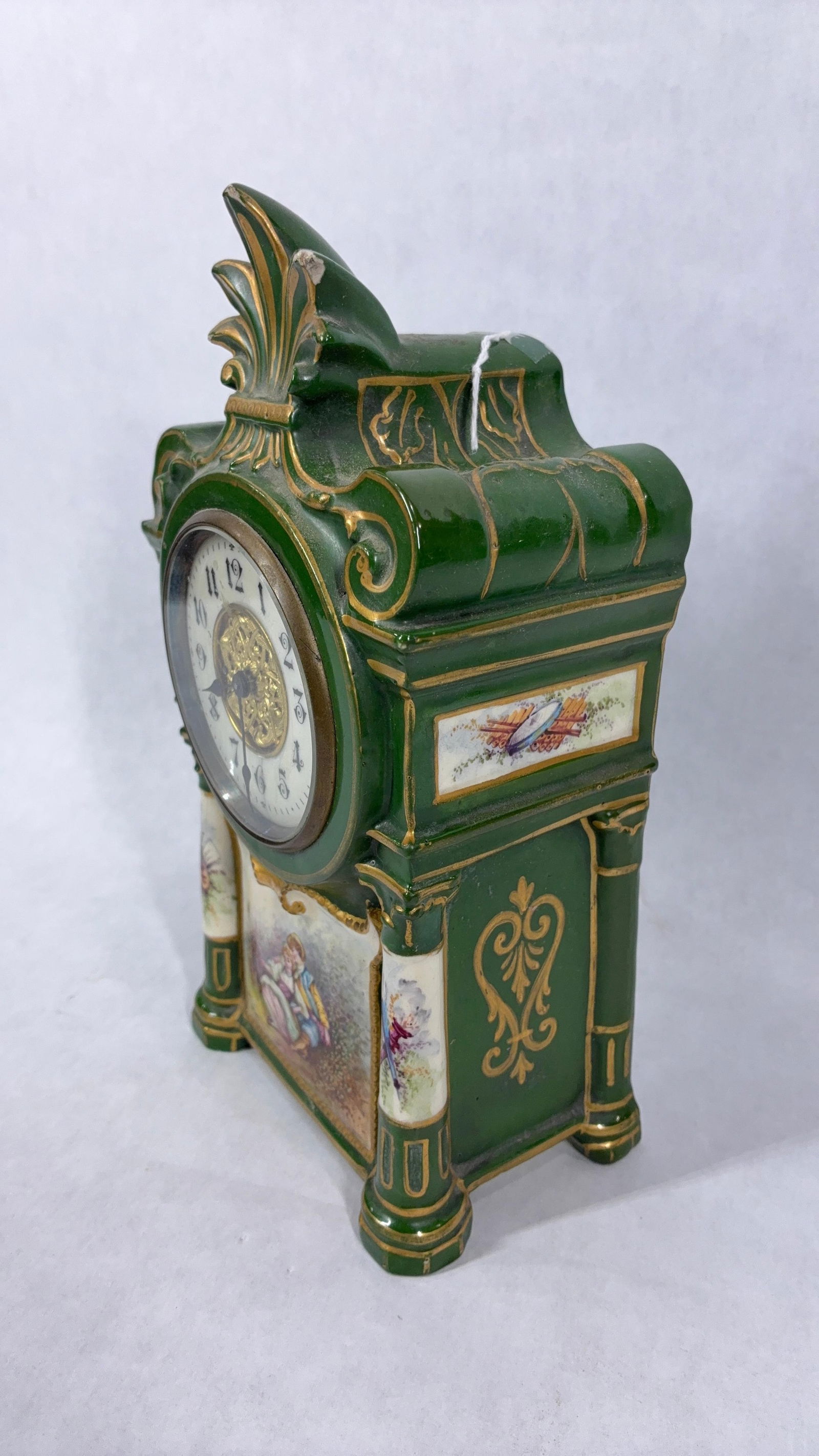 French Porcelain Painted Clock - 4