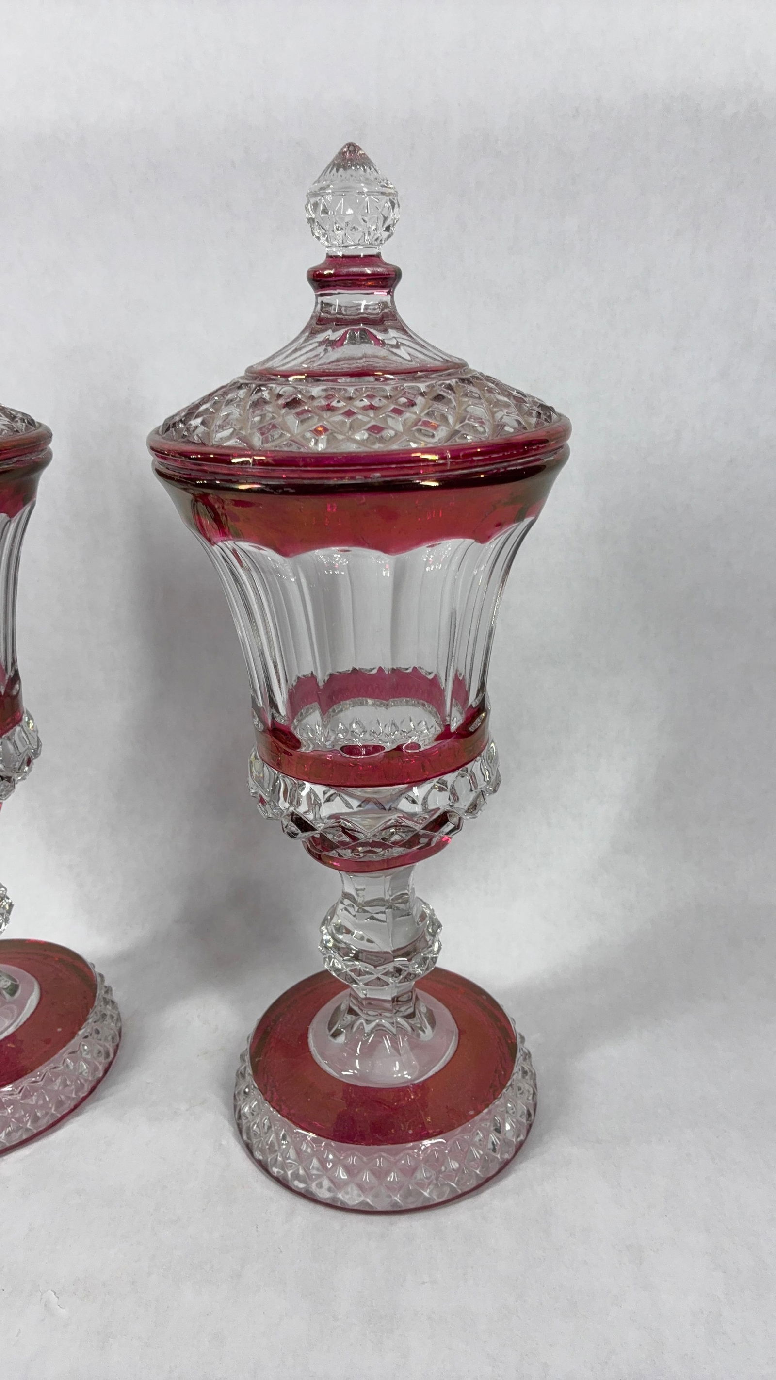 Westmoreland Ruby Red Flash Urns - 2