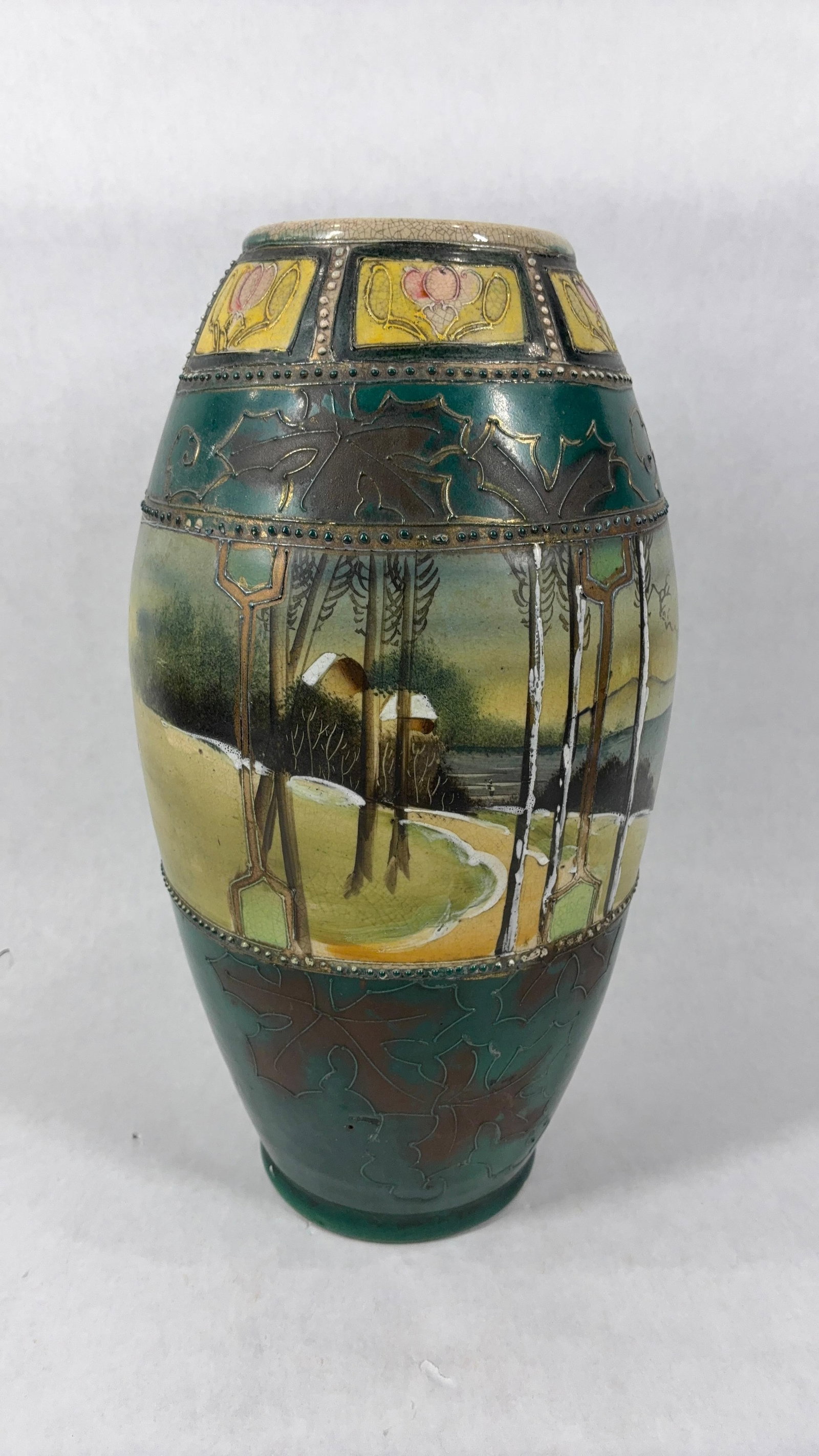 Stoneware Winter Scene Hand Painted Vase (1 of 8)