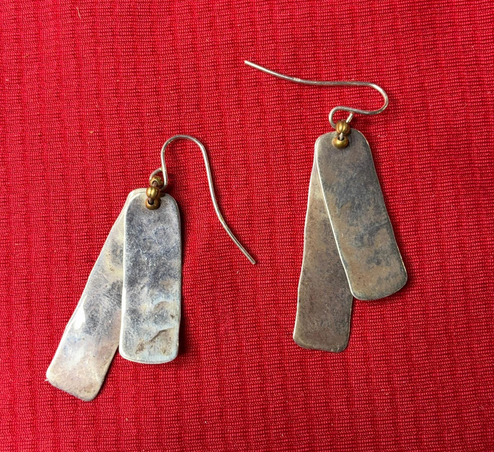 RLM Studio Hammered Design Drop Dangle Sterling Earrings (1 of 3)