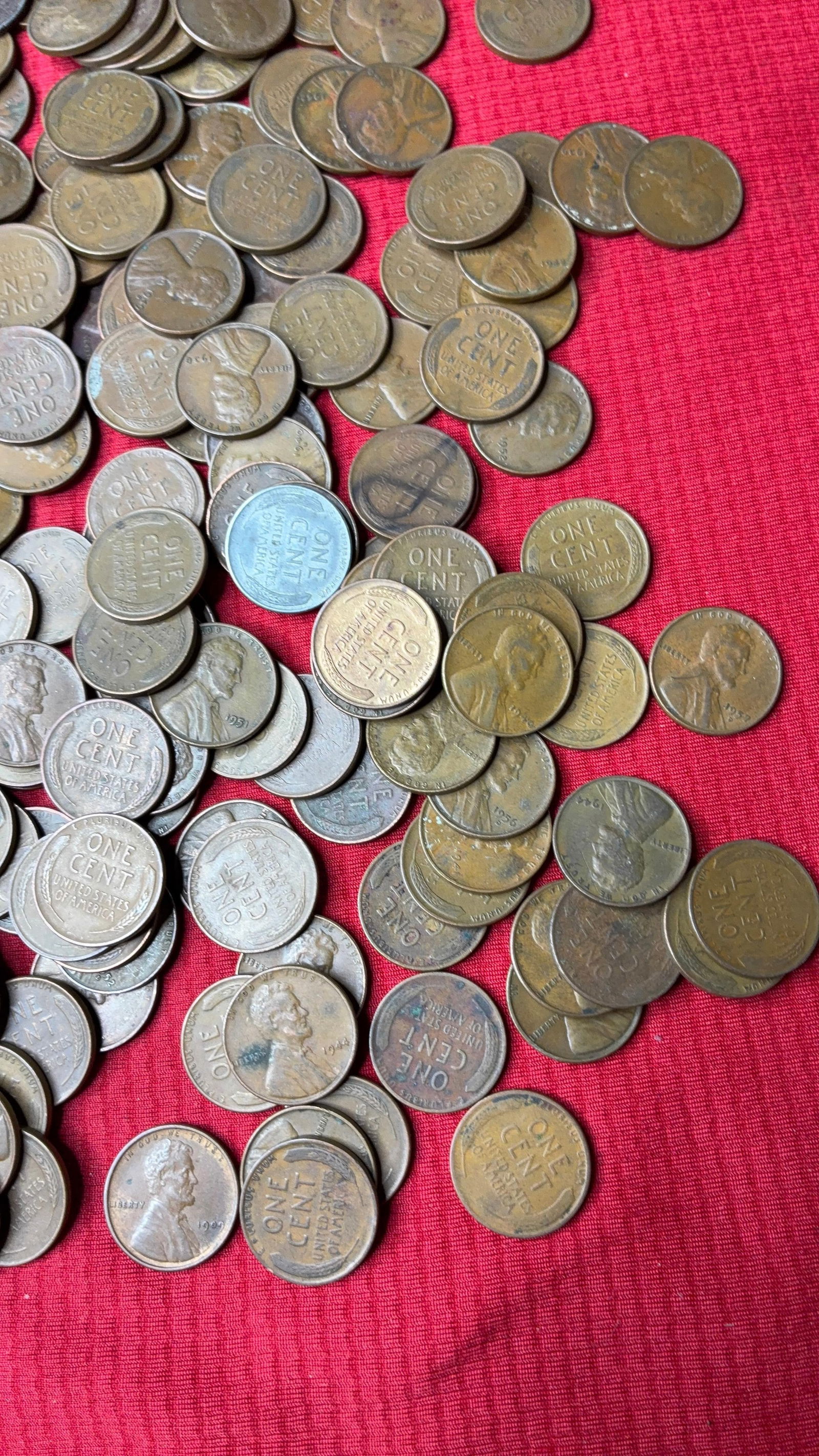 250 Unsorted Wheat Pennies - 5