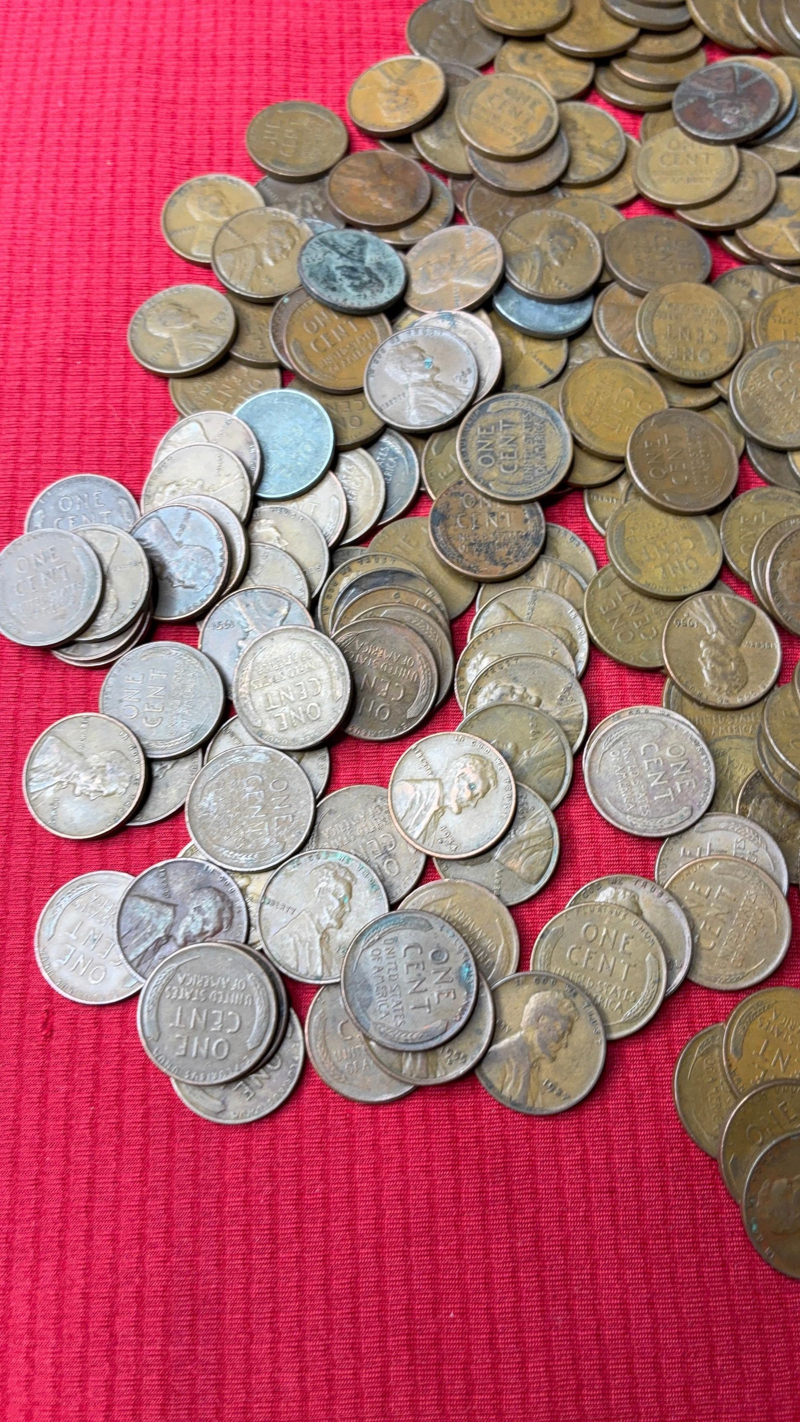 250 Unsorted Wheat Pennies - 5