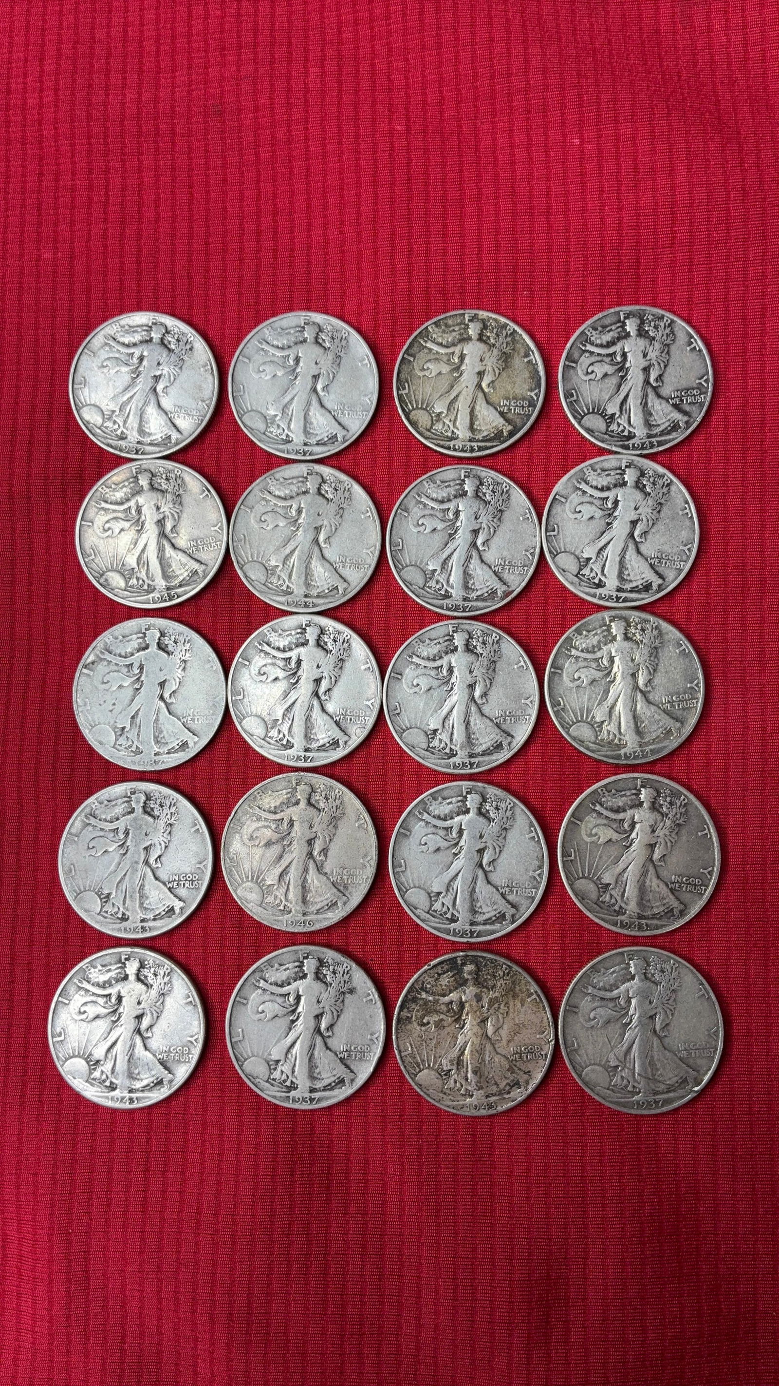20 Silver Walking Liberty Half Dollars (1 of 5)
