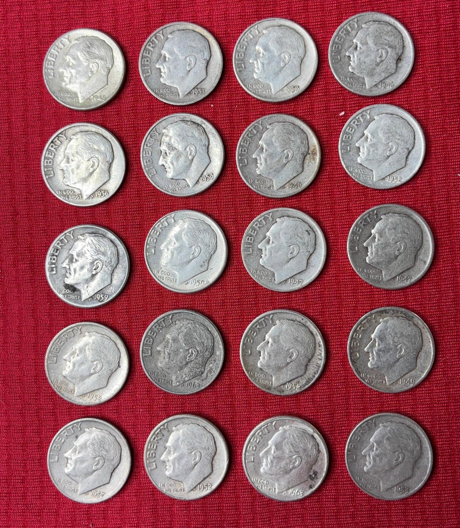 20 Early Roosevelt Dimes (1 of 3)
