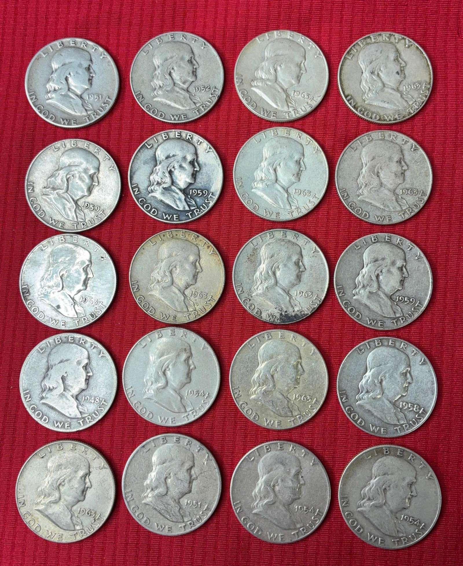 20 Silver Franklin Half Dollars (1 of 6)