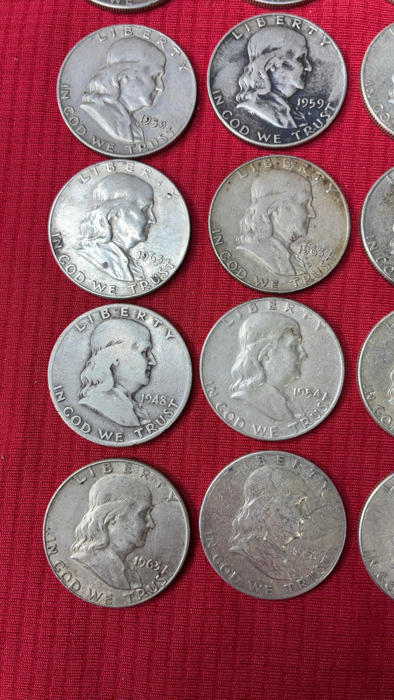20 Silver Franklin Half Dollars - 2