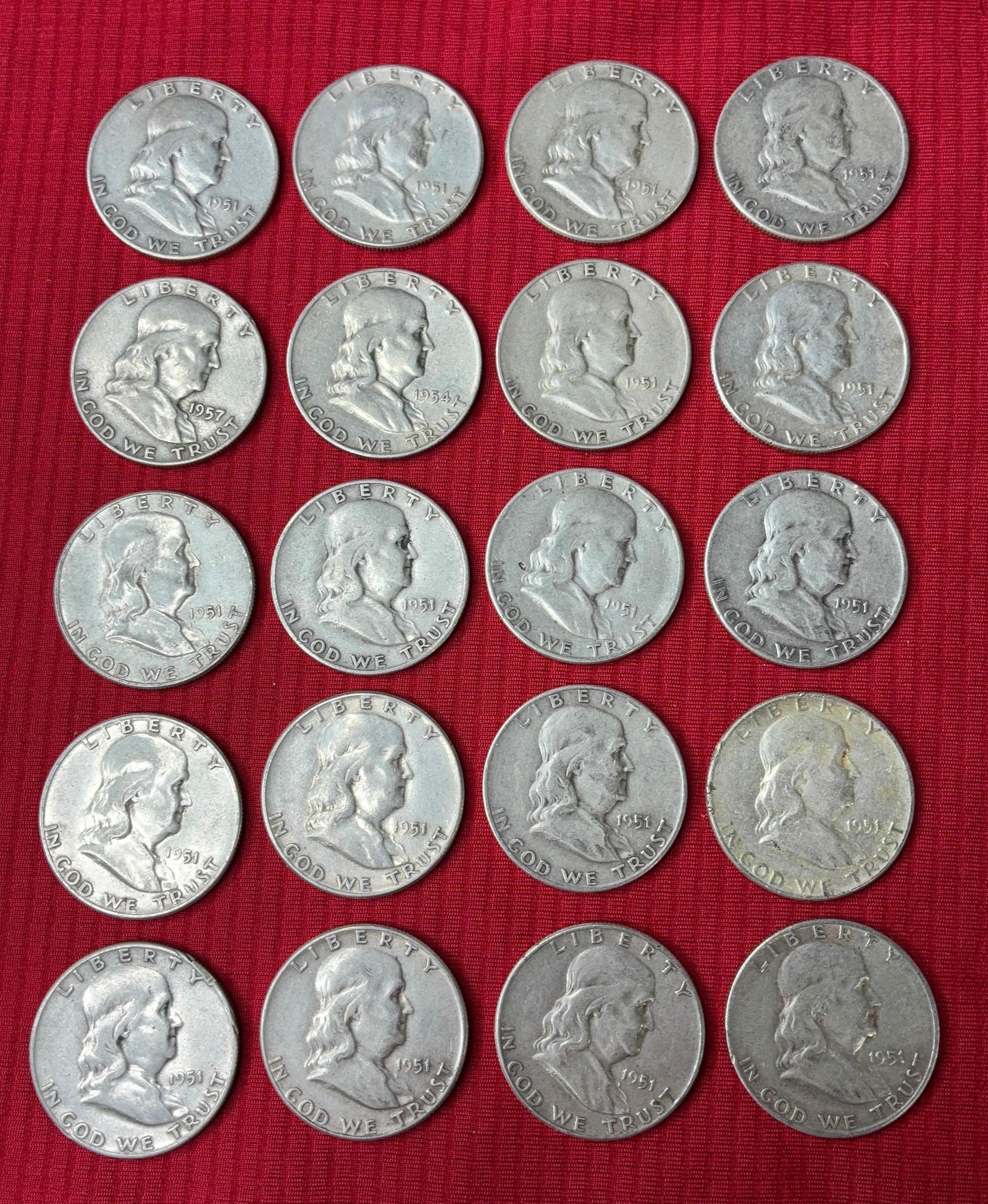 20 Silver Franklin Half Dollars (1 of 5)