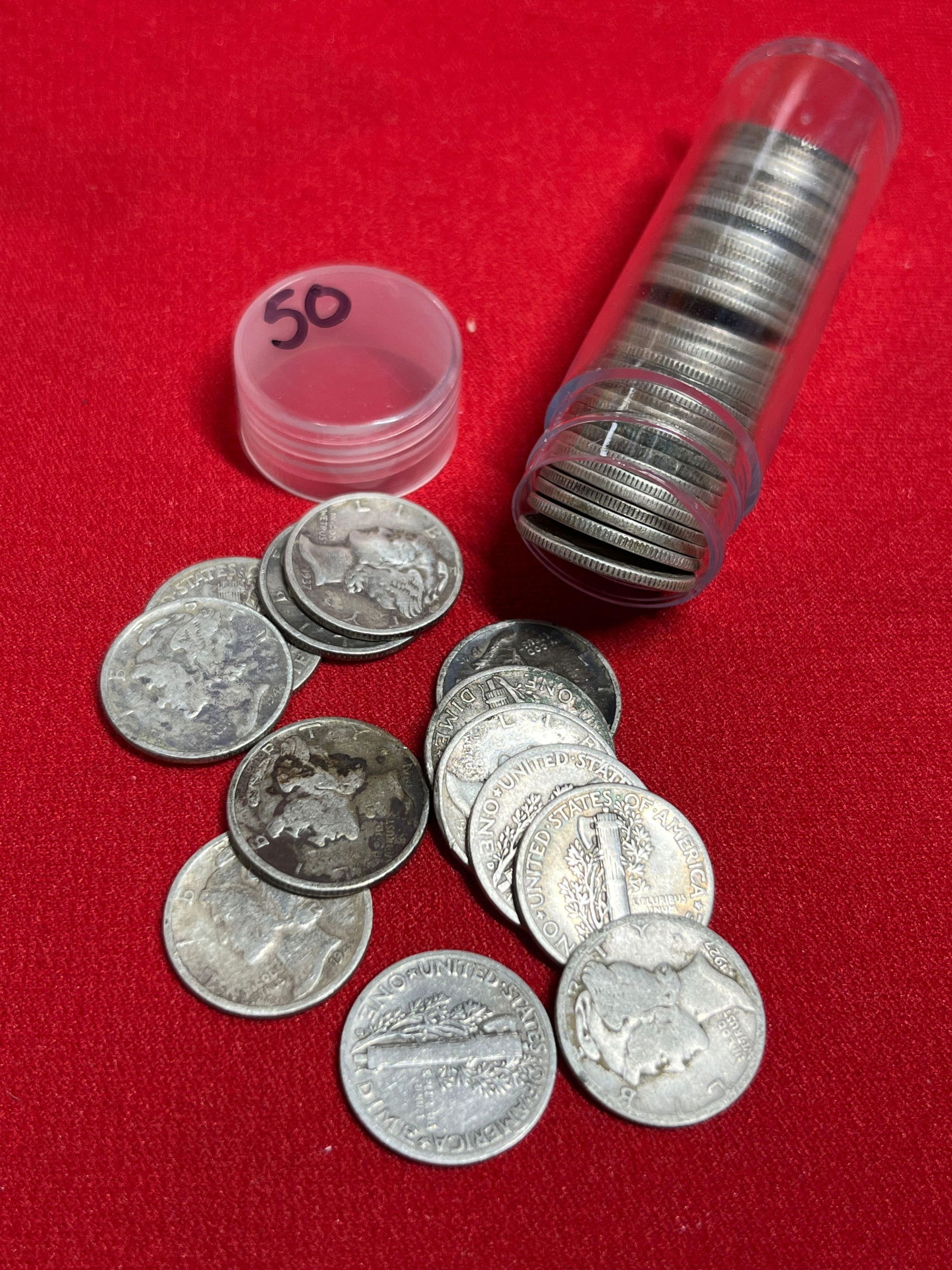 50 SIlver Mercury Dimes: .