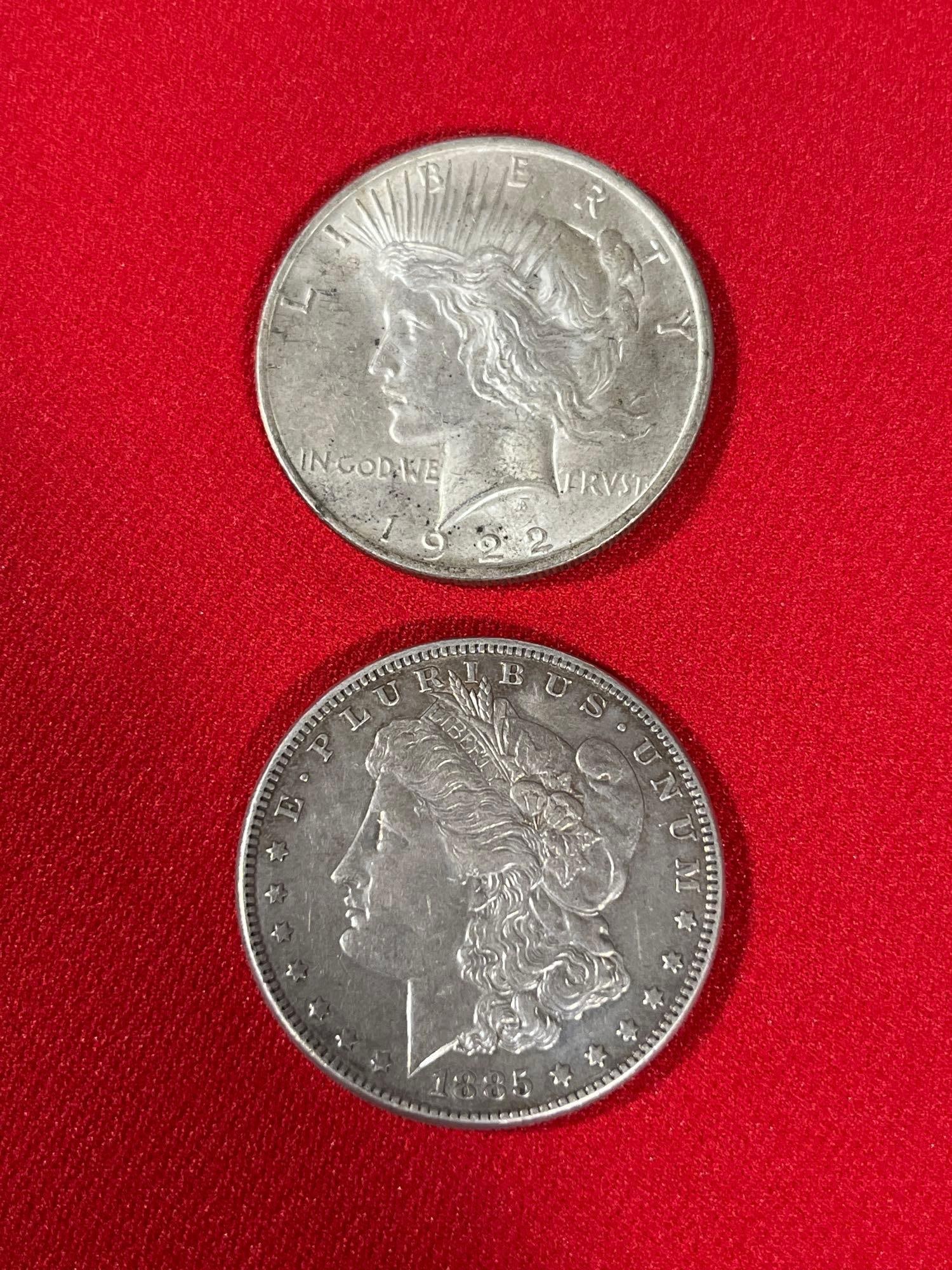 1885 Morgan, and 1922 Peace Dollars: .