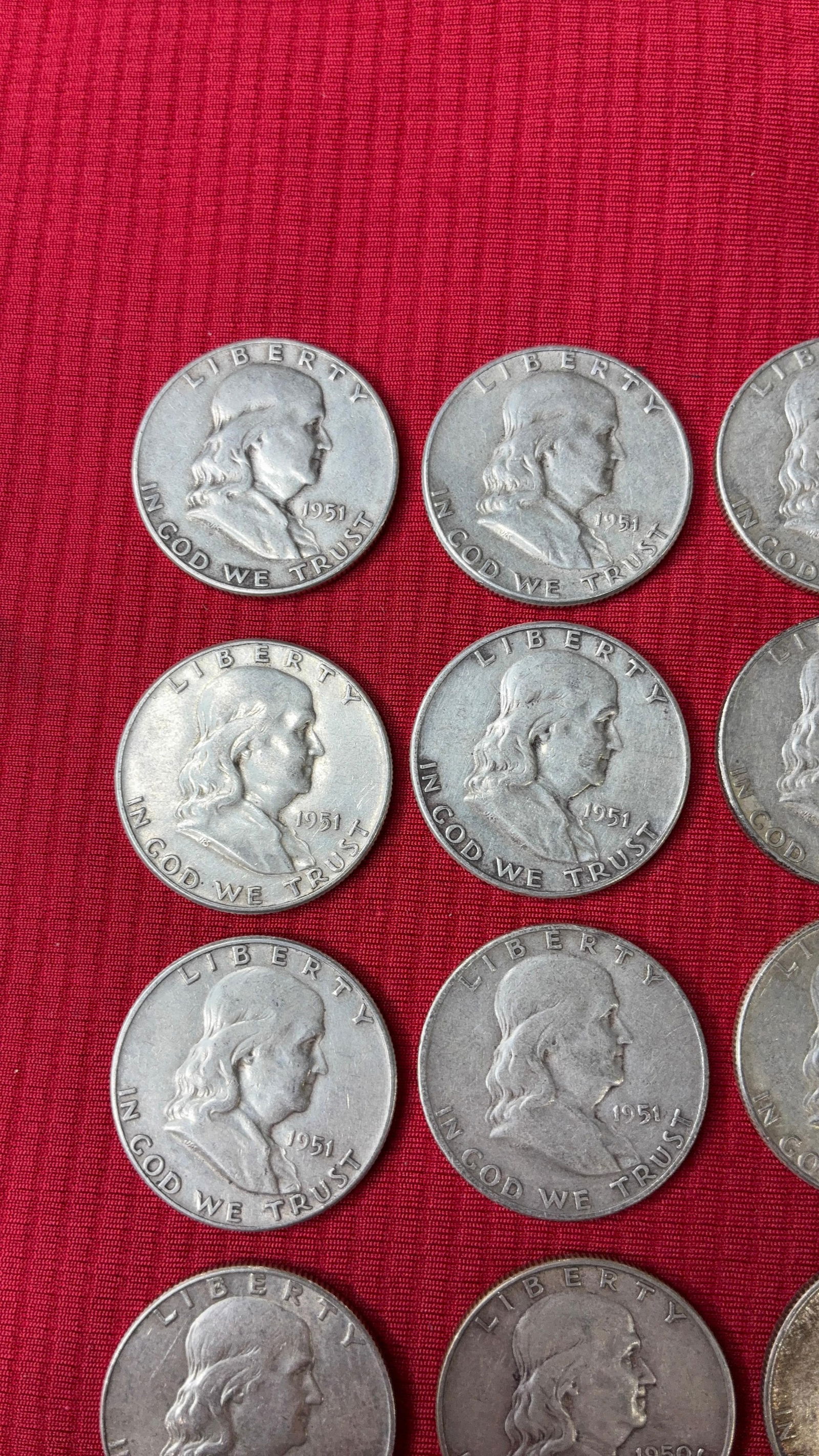 20 Silver Franklin Half Dollars - 2