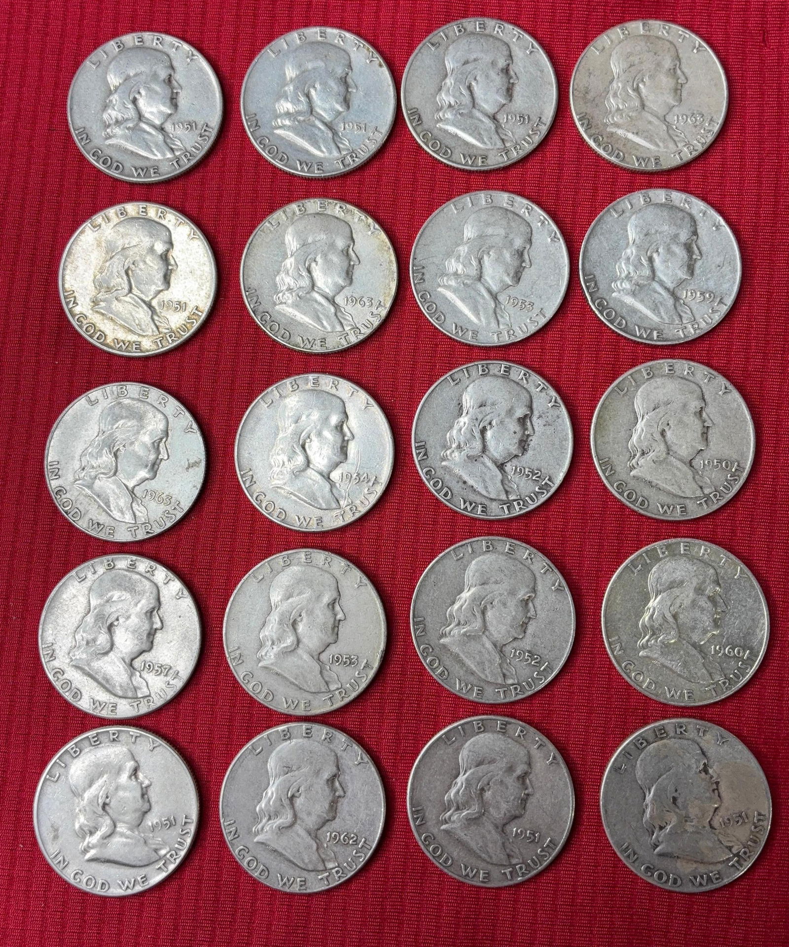 20 Silver Franklin Half Dollars (1 of 6)