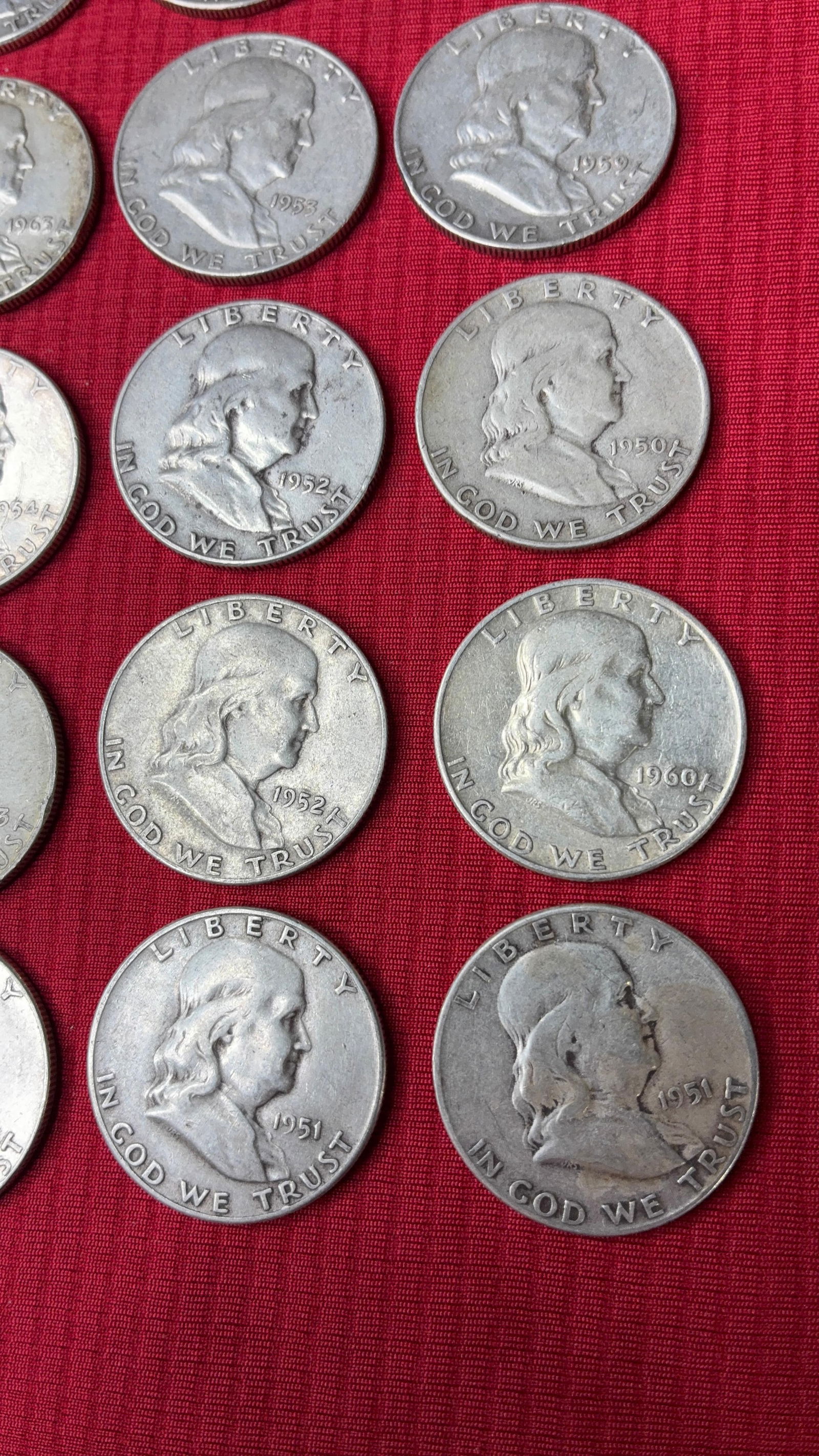 20 Silver Franklin Half Dollars - 2