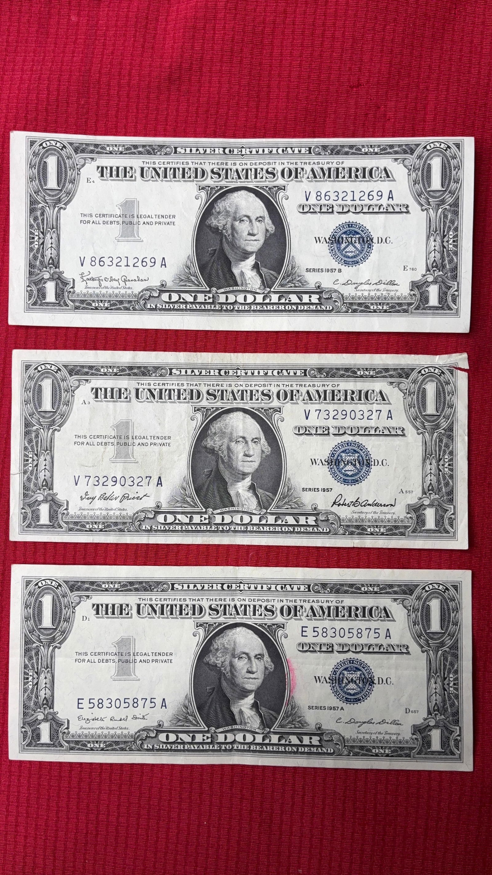 1$ Silver Certificates/ Offset Cut (1 of 5)