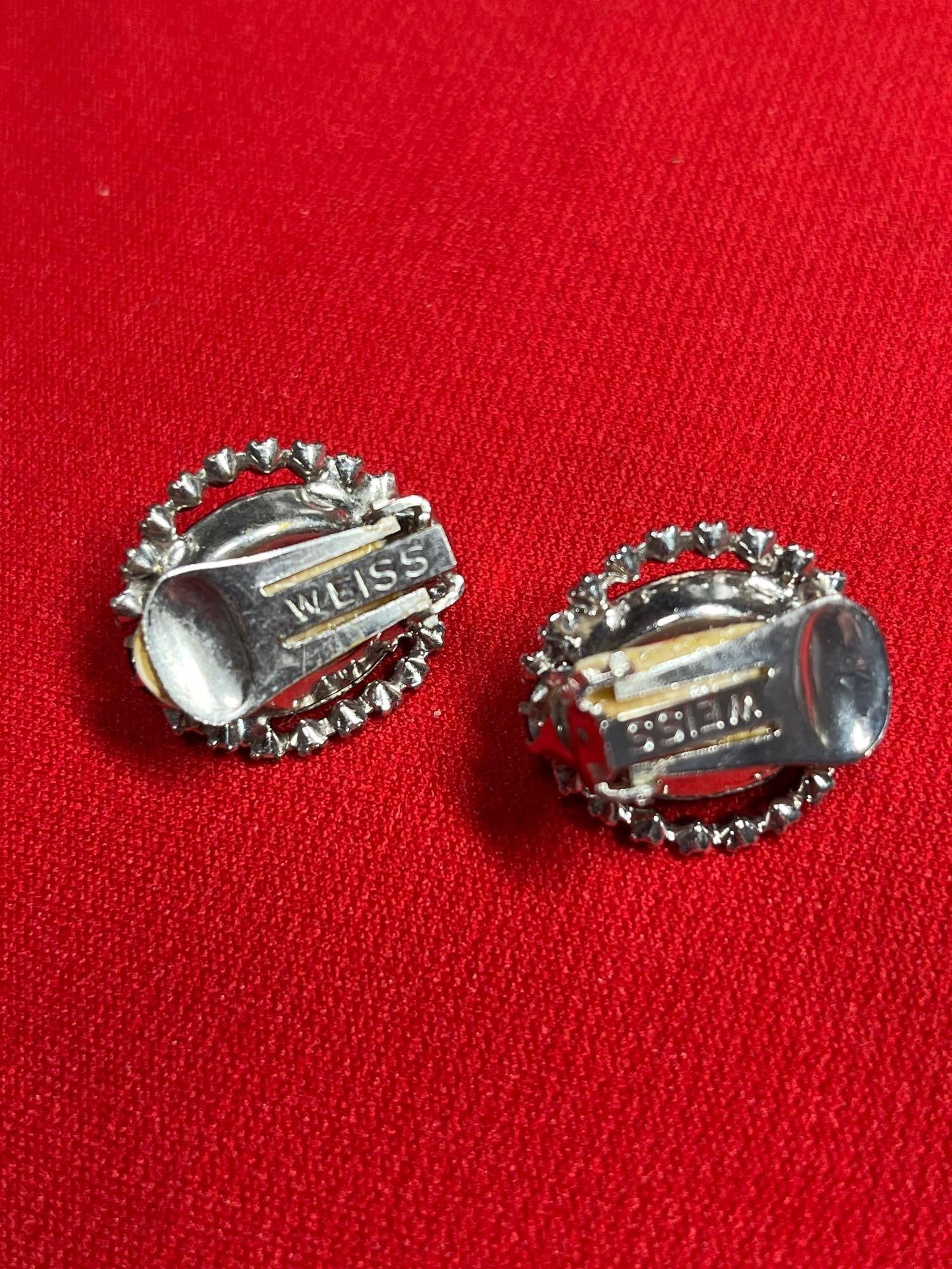 Weiss Ruby Red Rhinestone Earring & Brooch Set - 5