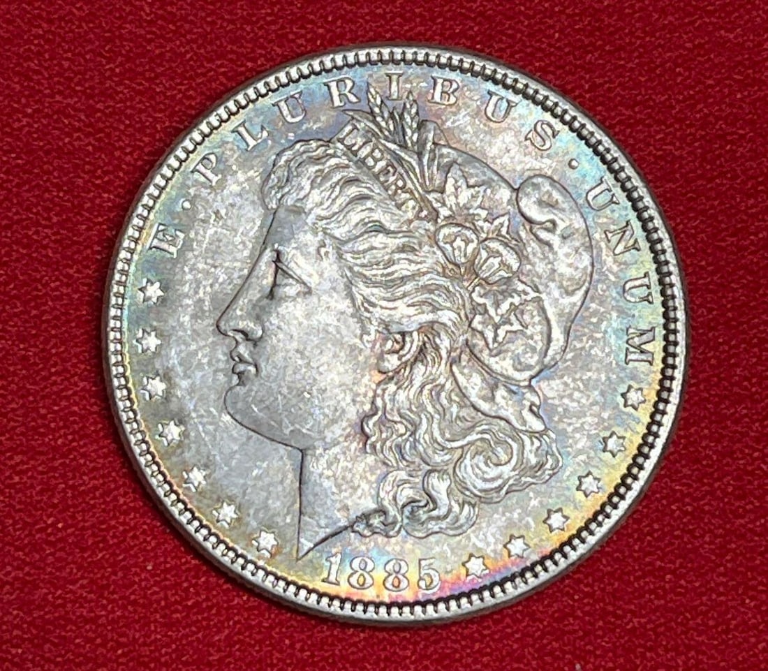 1885 Morgan Silver Dollar: Shows some toning