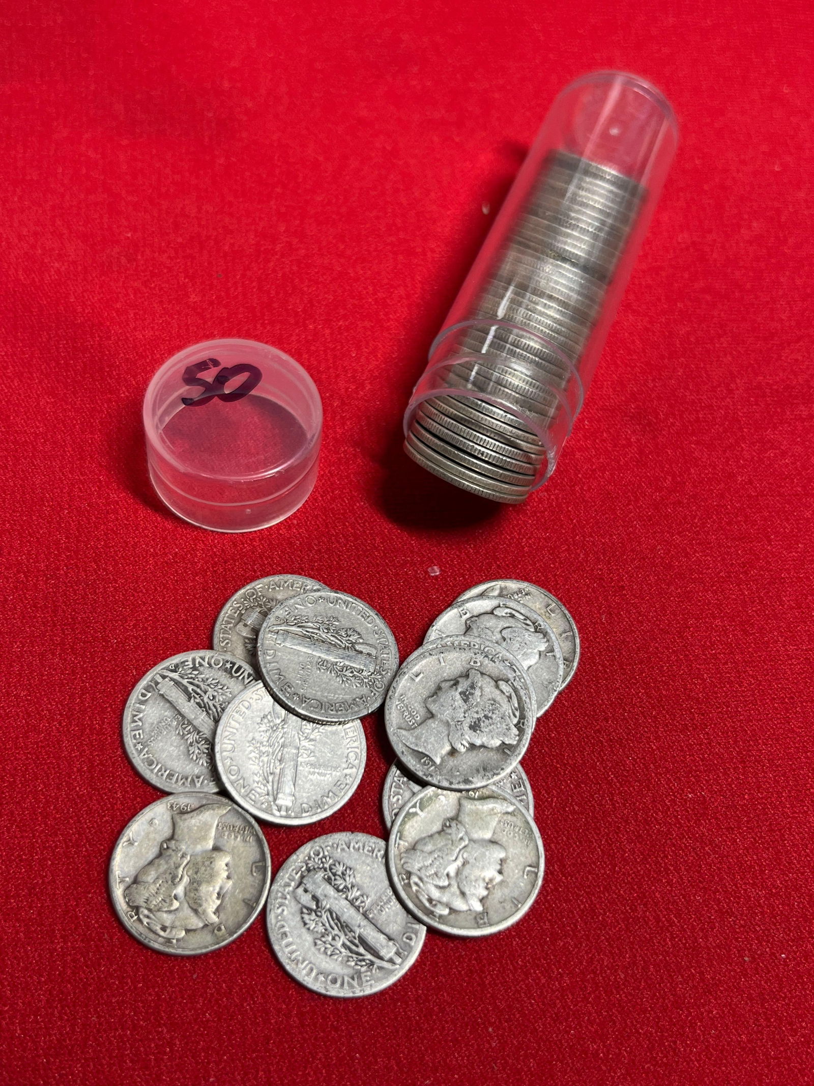 50 SIlver Mercury Dimes: .
