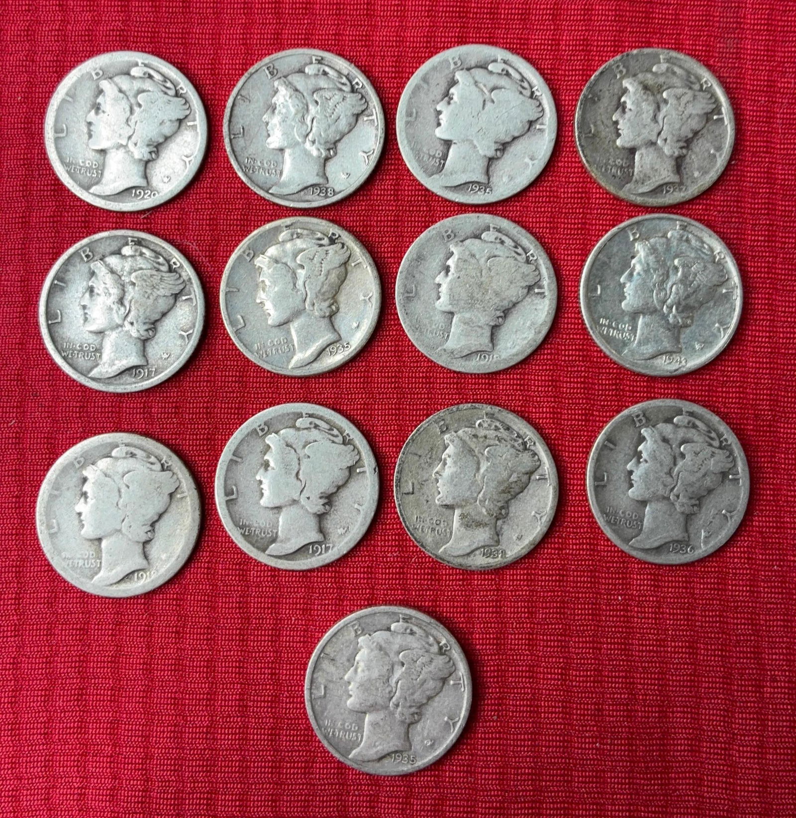 13 Mercury Dimes (1 of 6)