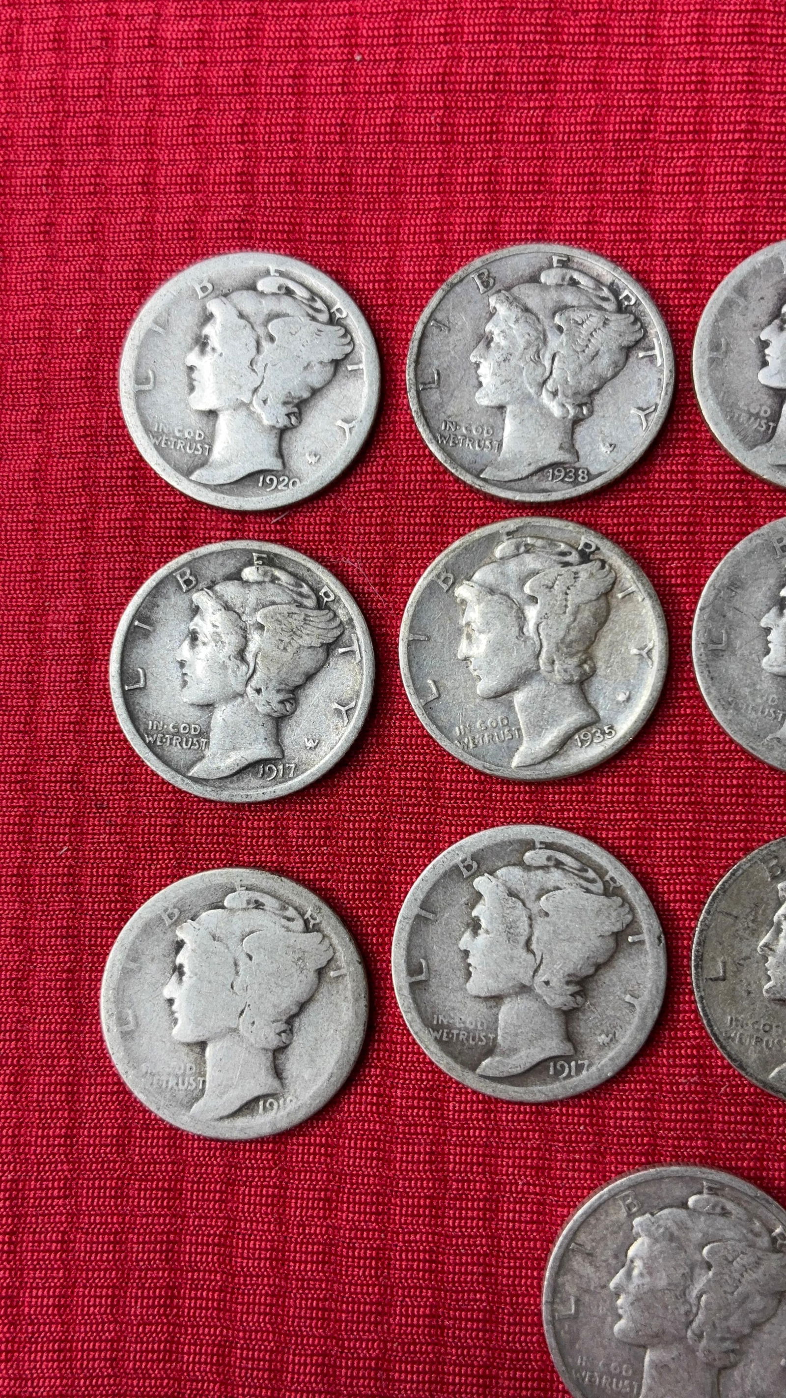 13 Mercury Dimes - 2