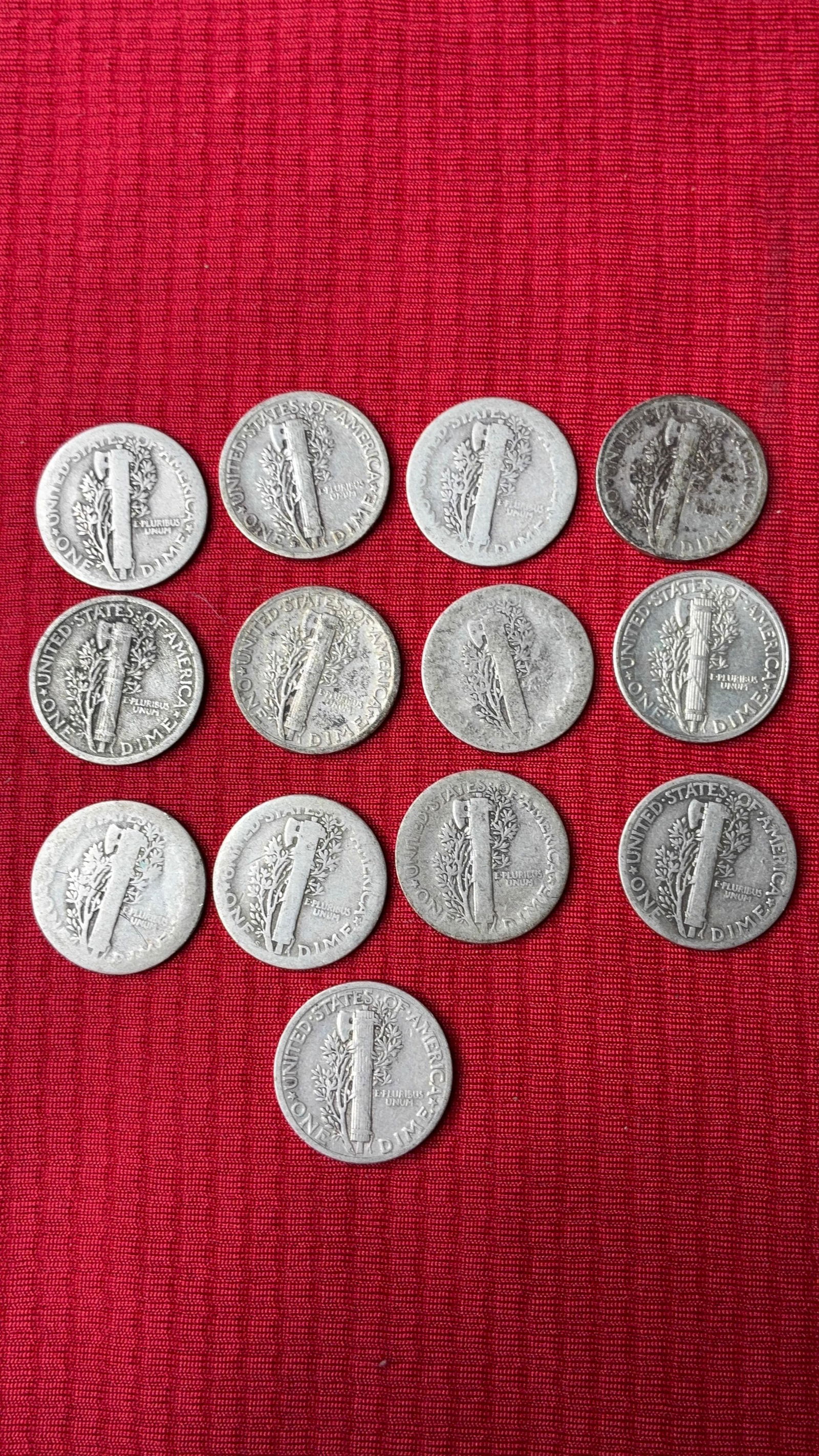 13 Mercury Dimes - 5