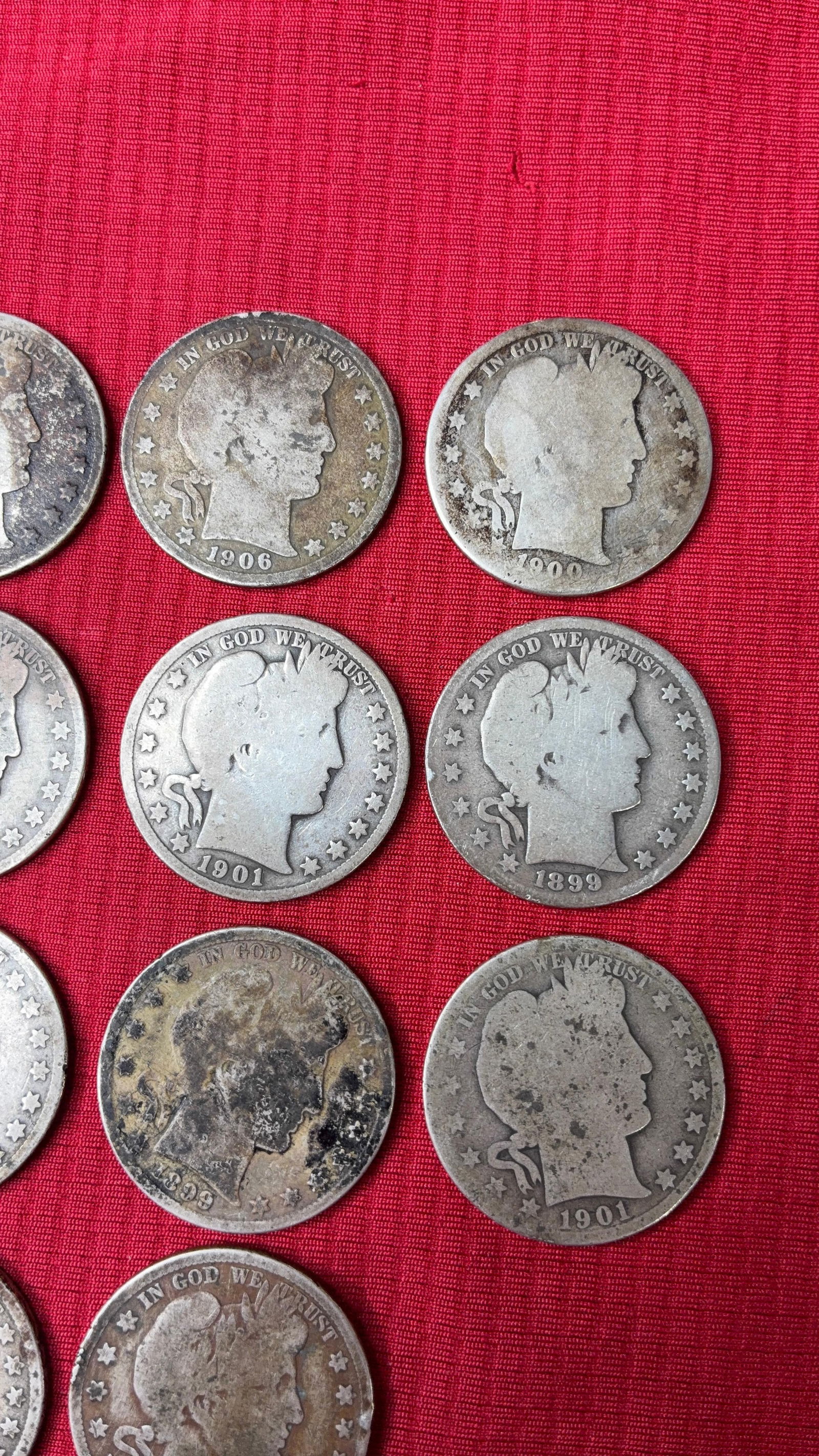 14 Silver Barber Half Dollars - 3