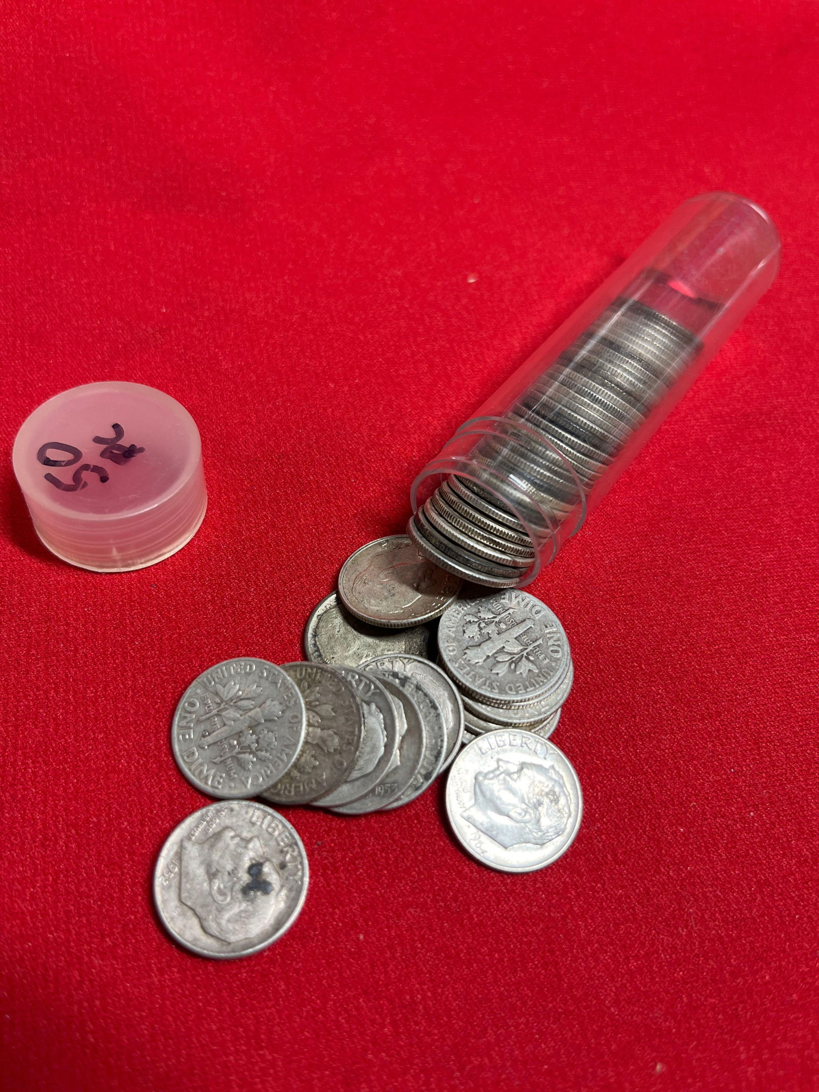 50 Silver Roosevelt Dimes: .