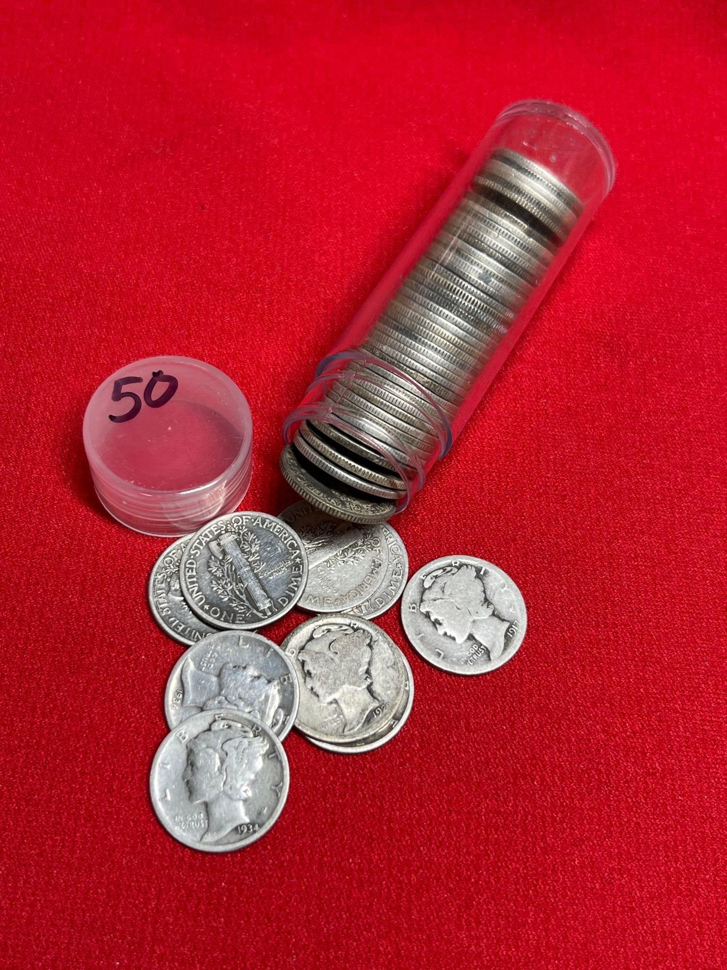 Mercury Dimes: 50 silver coins