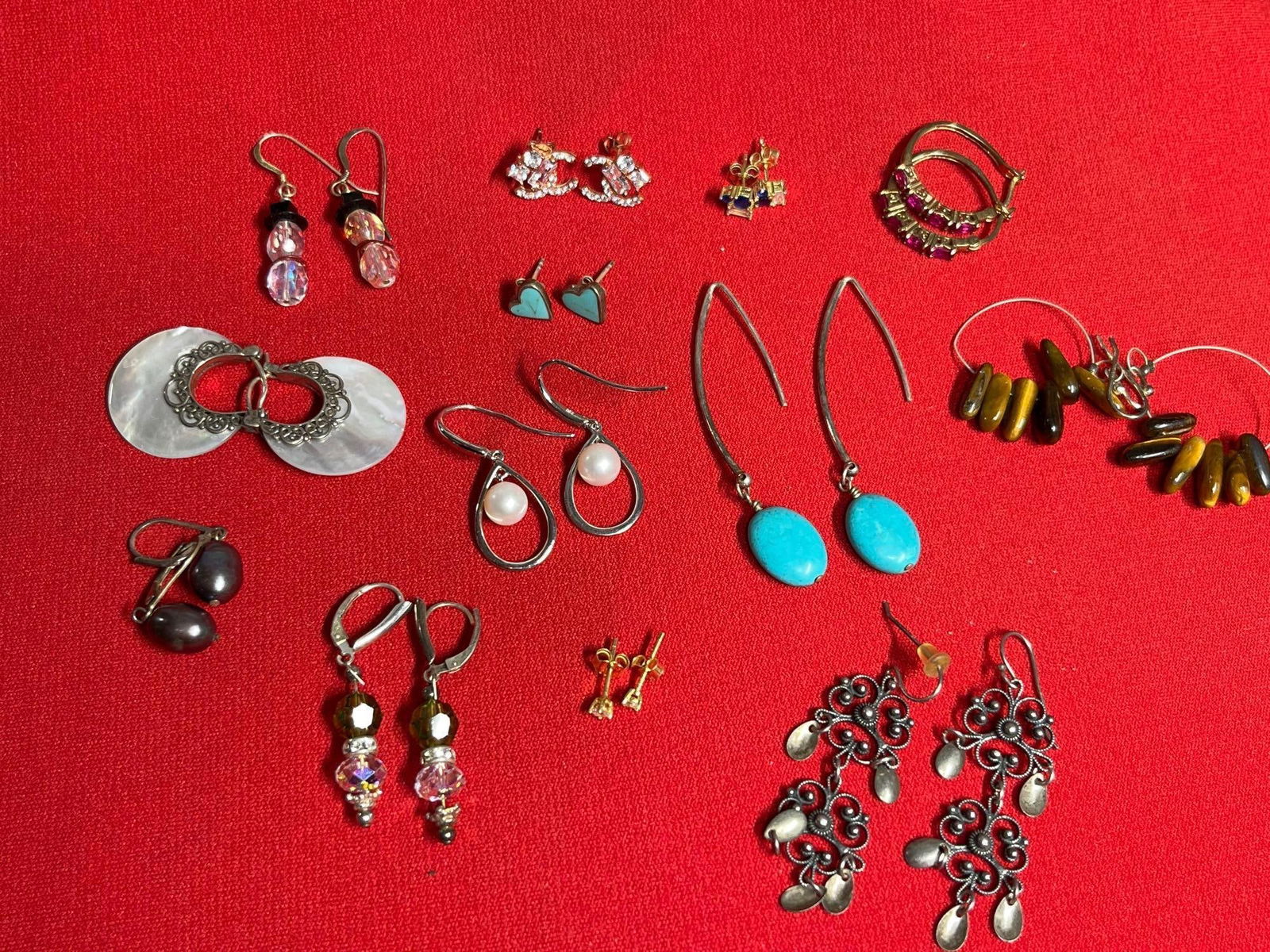 Mixed Stone, Crystal, and Natural Sterling Silver Earrings: So many unique designs including several vintage pairs.
