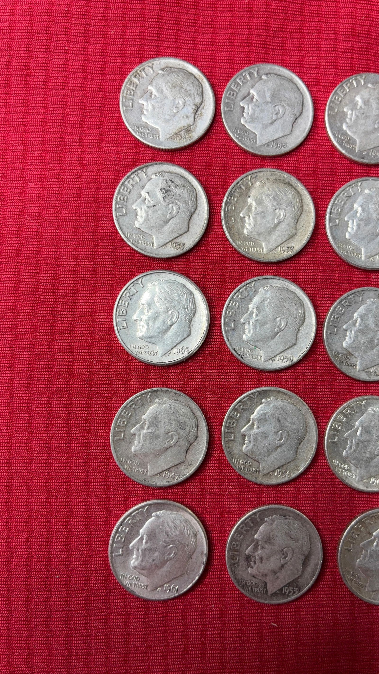 20 Pre 1964 Roosevelt Dimes - 2