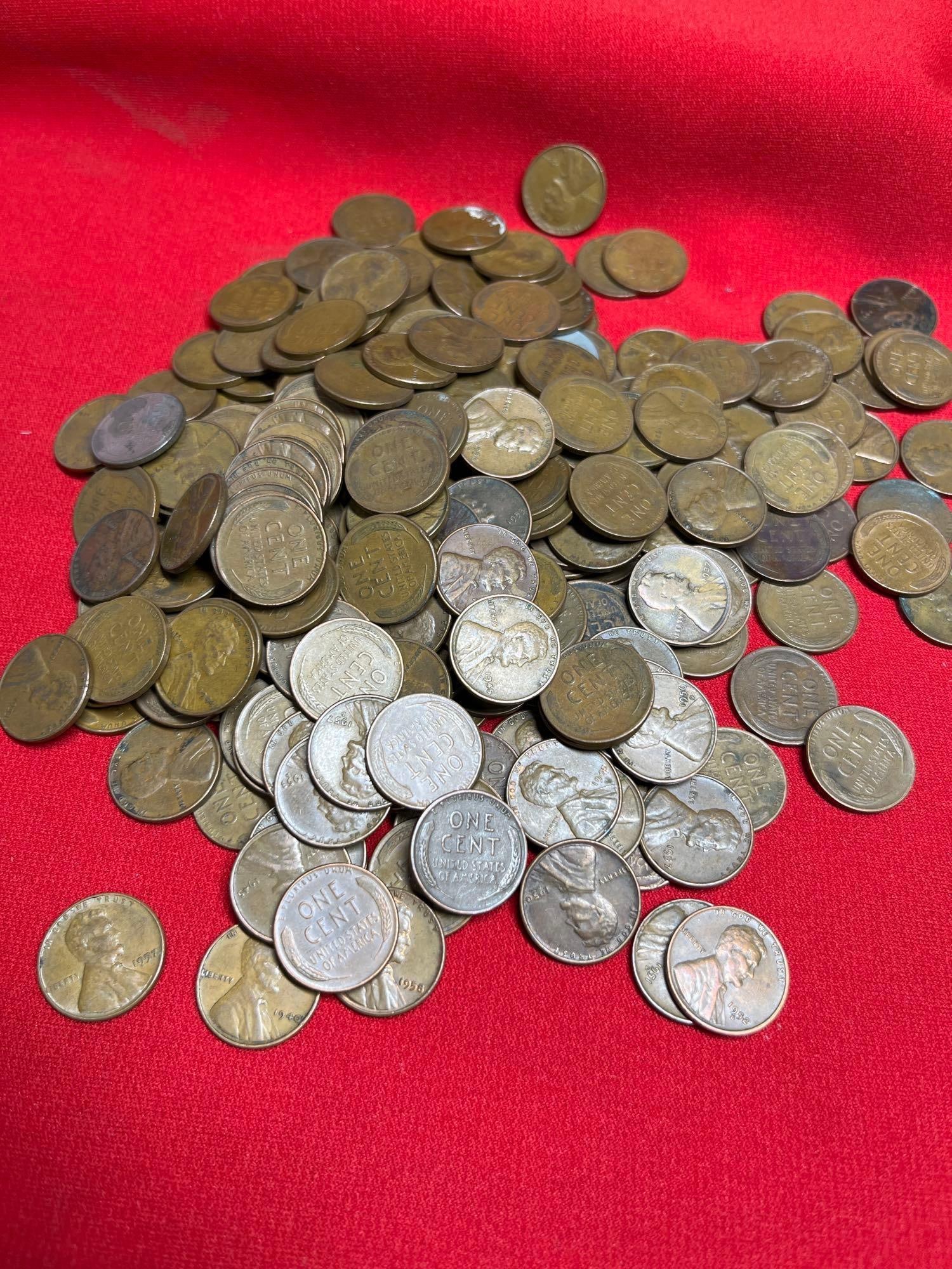 250 Unsorted Wheat Pennies: .