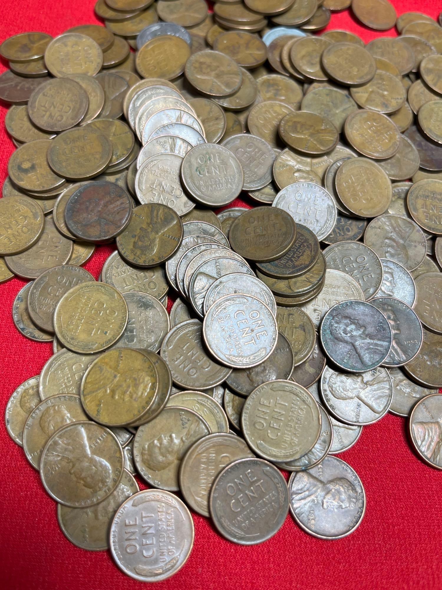 250 Unsorted Wheat Pennies - 2