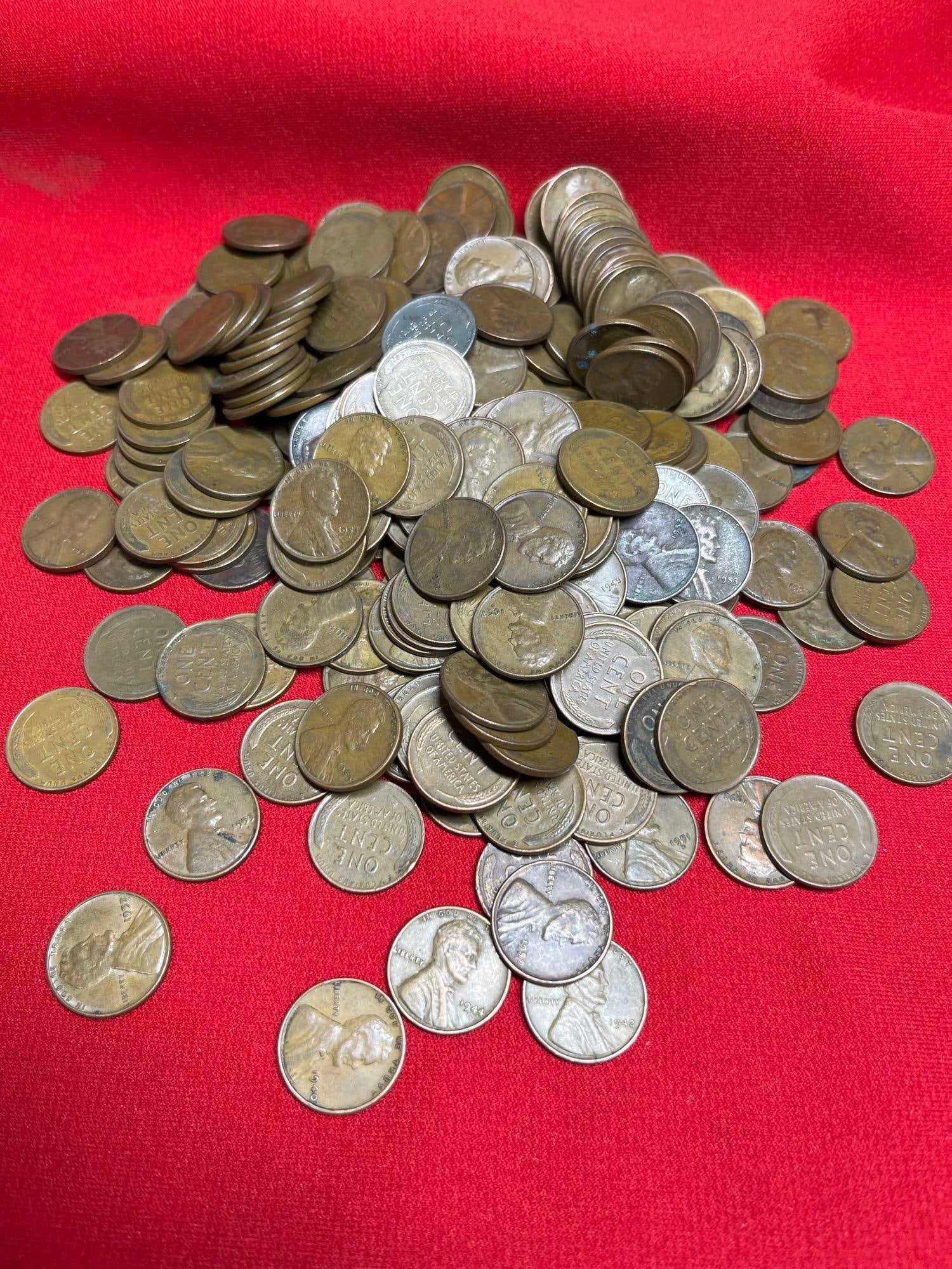 250 Unsorted Wheat Pennies: .