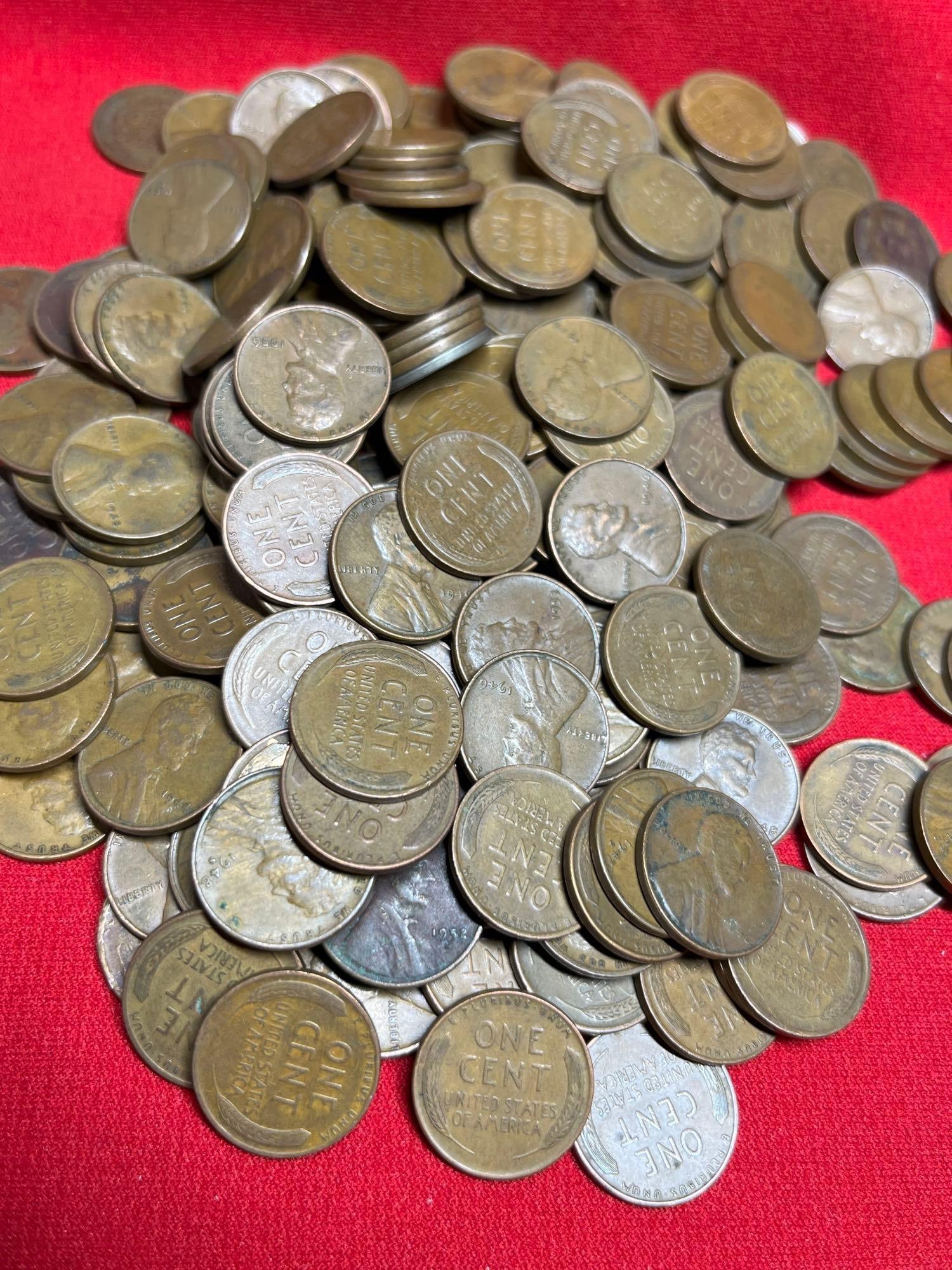 250 Unsorted Wheat Pennies - 2