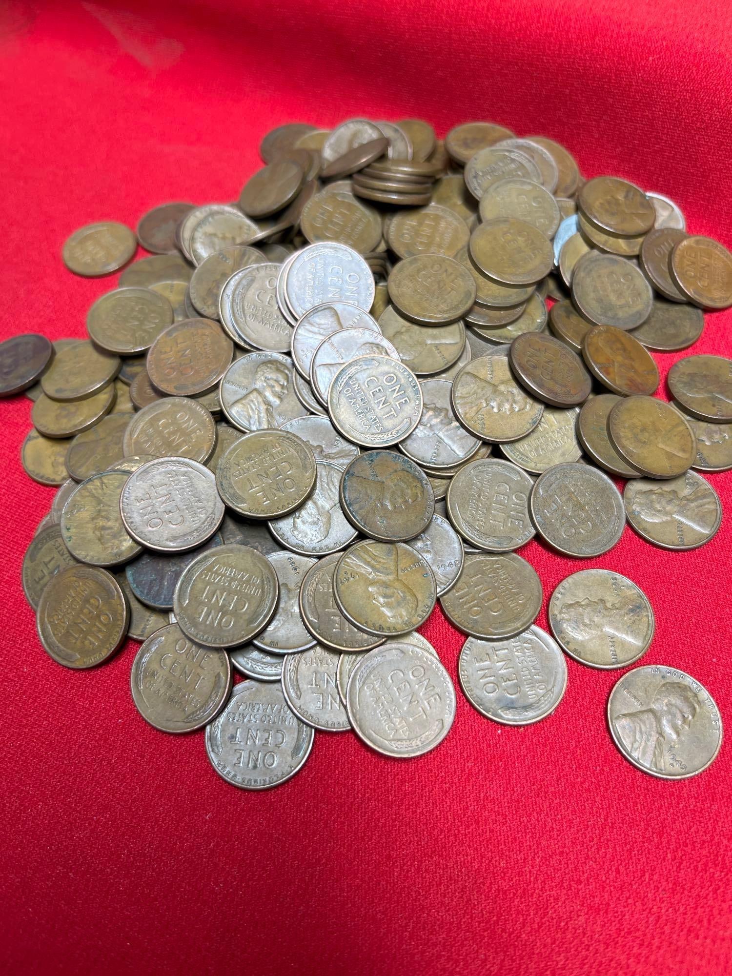 250 Unsorted Wheat Pennies: .
