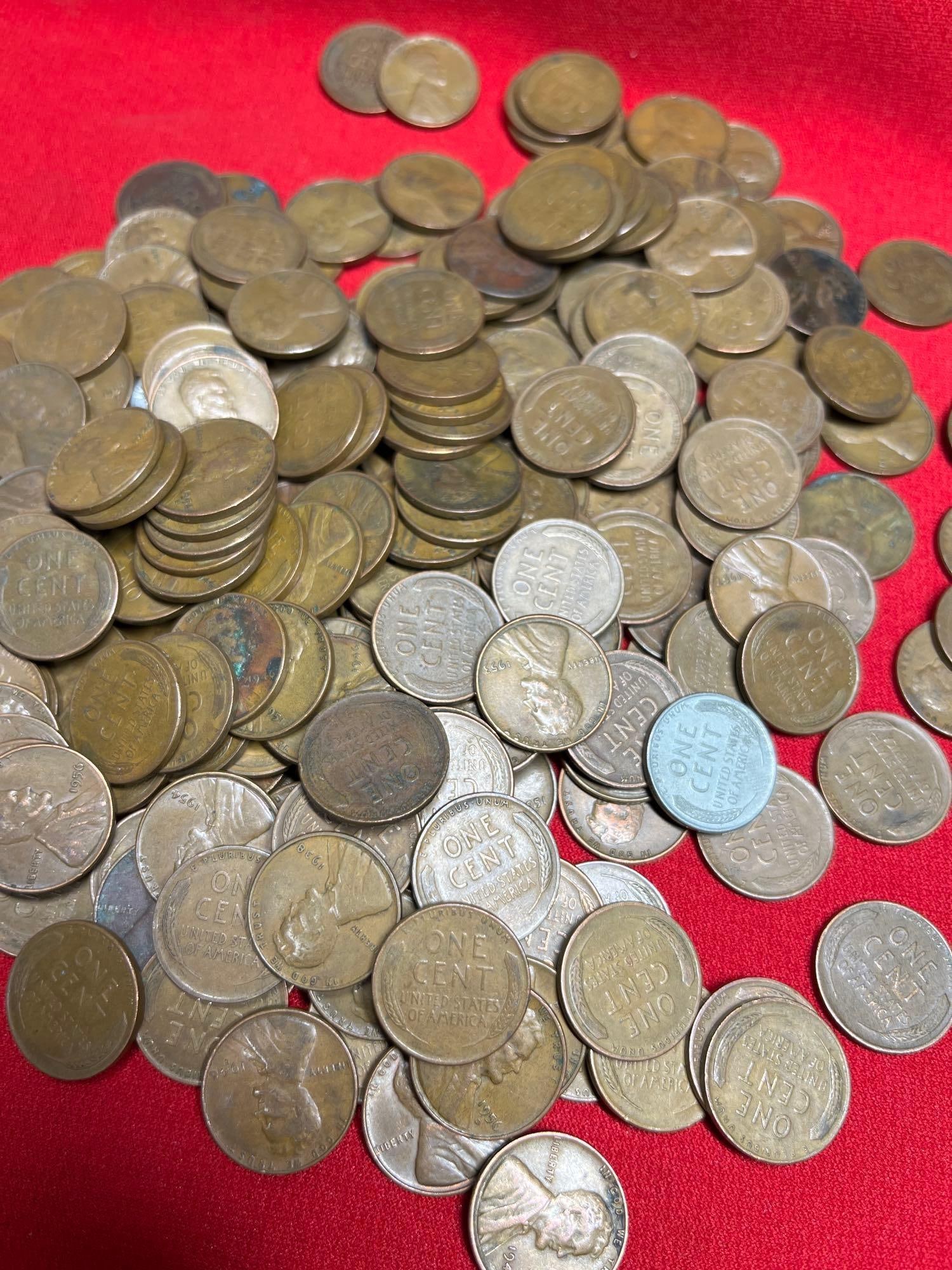 250 Unsorted Wheat Pennies - 2