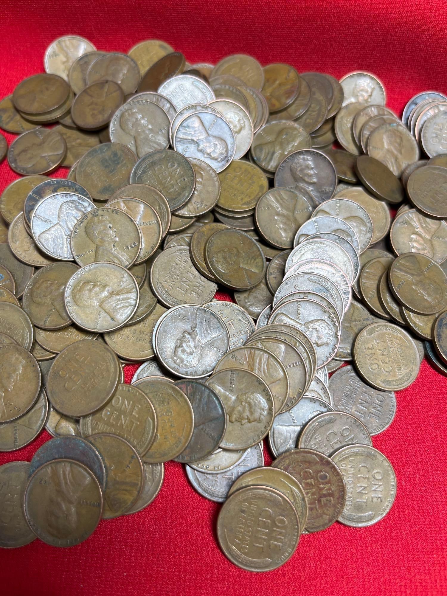250 Unsorted Wheat Pennies - 2