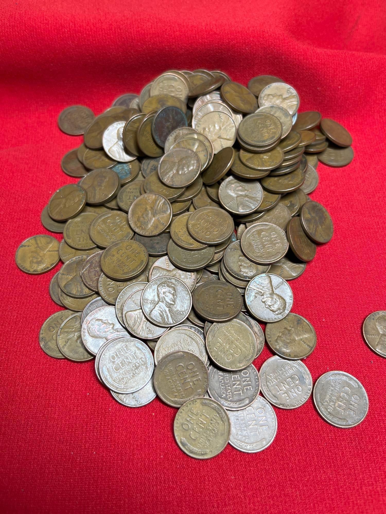 250 Unsorted Wheat Pennies: .