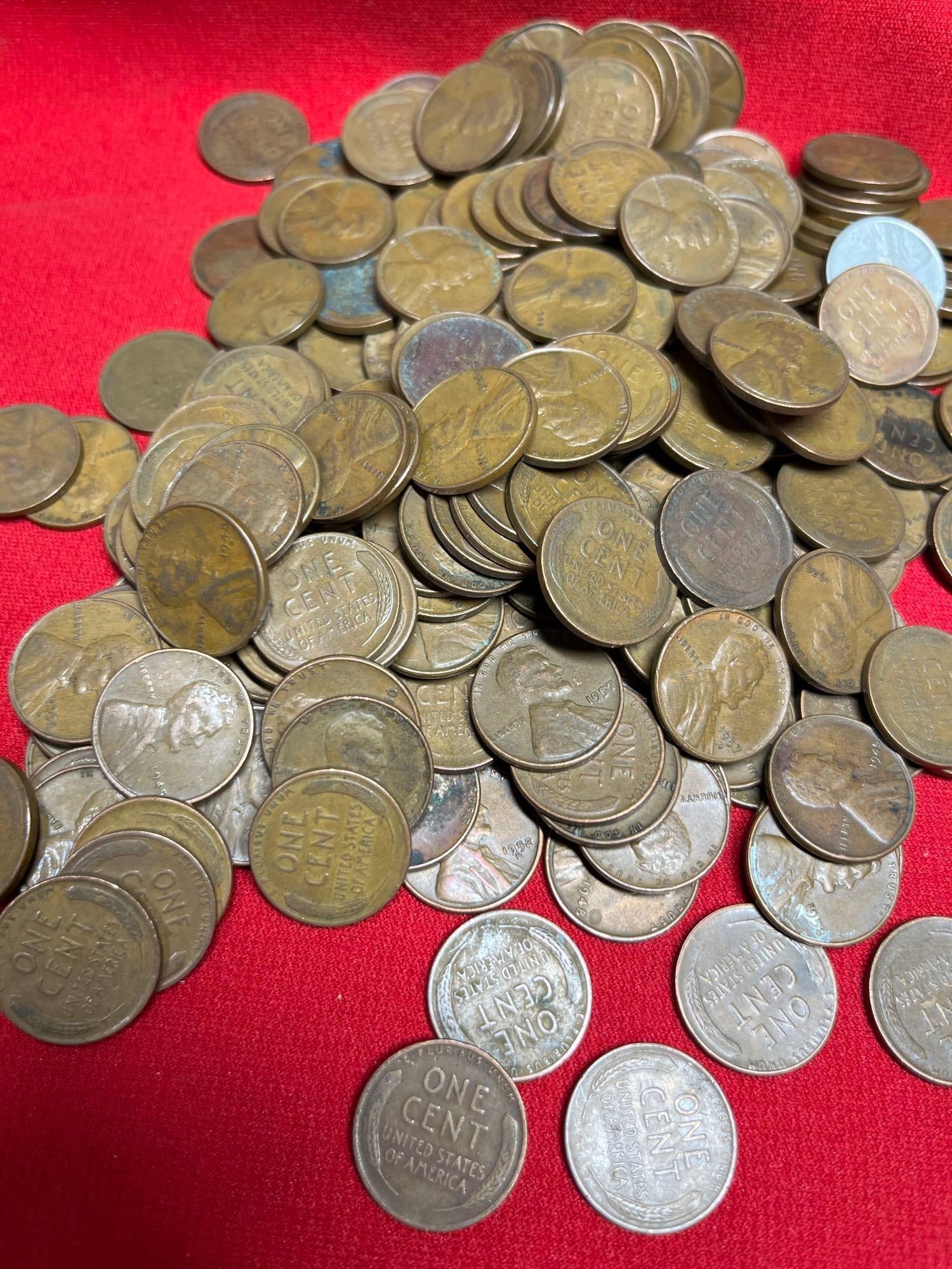 250 Unsorted Wheat Pennies - 2