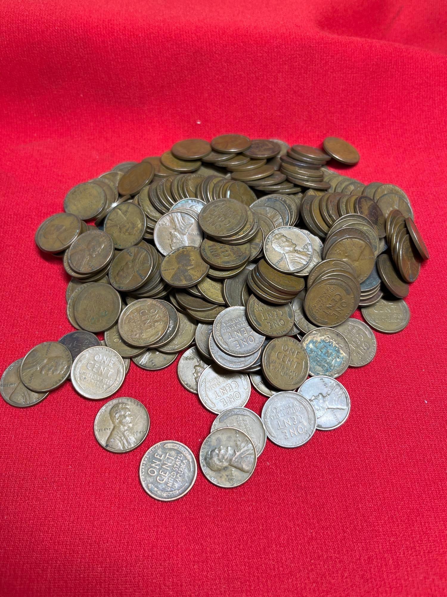 250 Unsorted Wheat Pennies: .