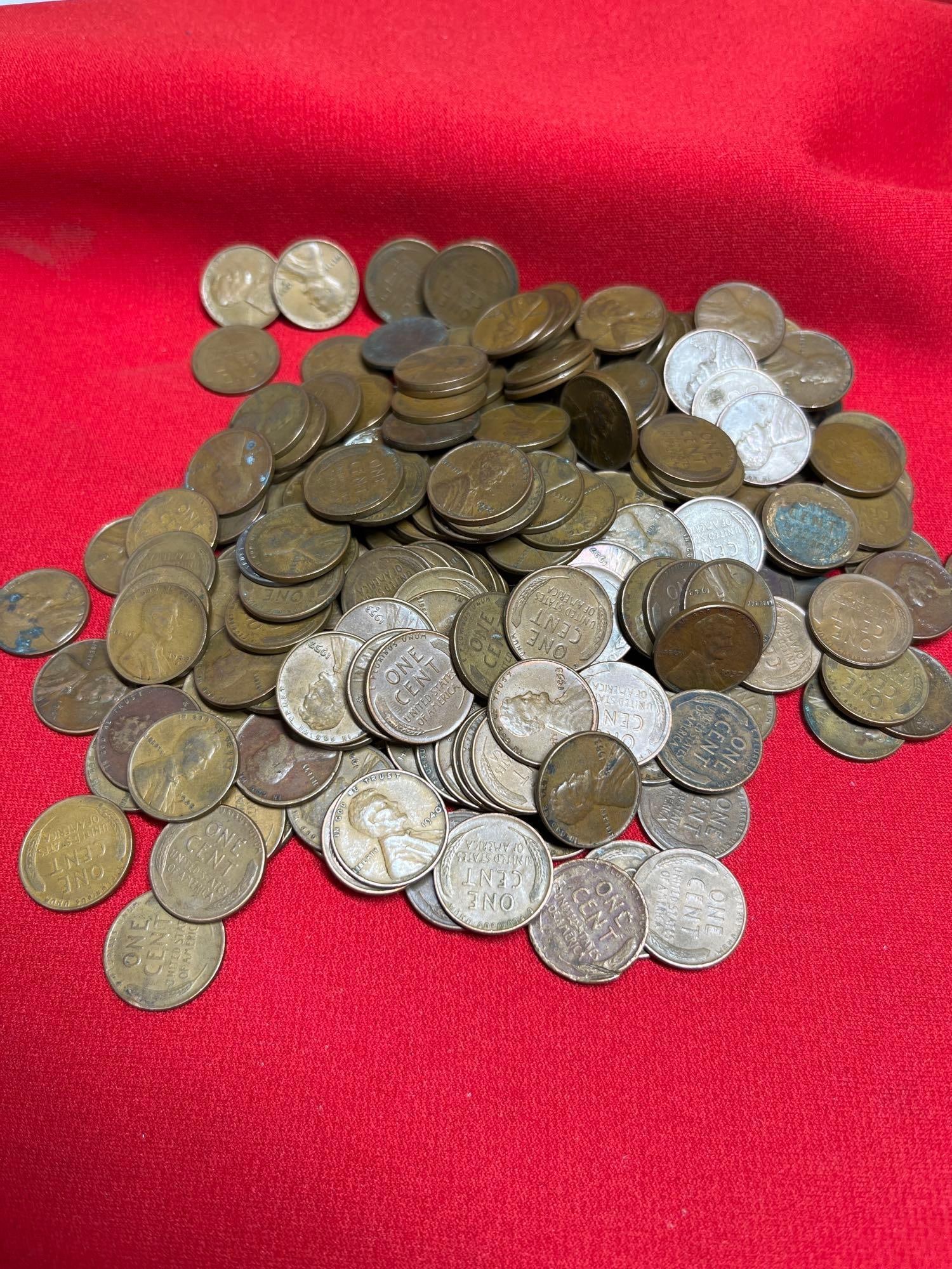 250 Unsorted Wheat Pennies: .