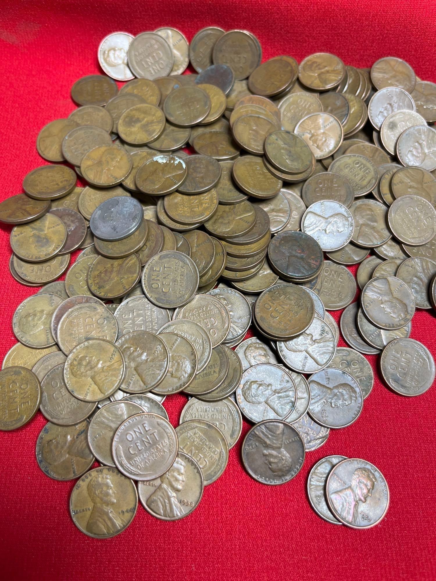 250 Unsorted Wheat Pennies - 2
