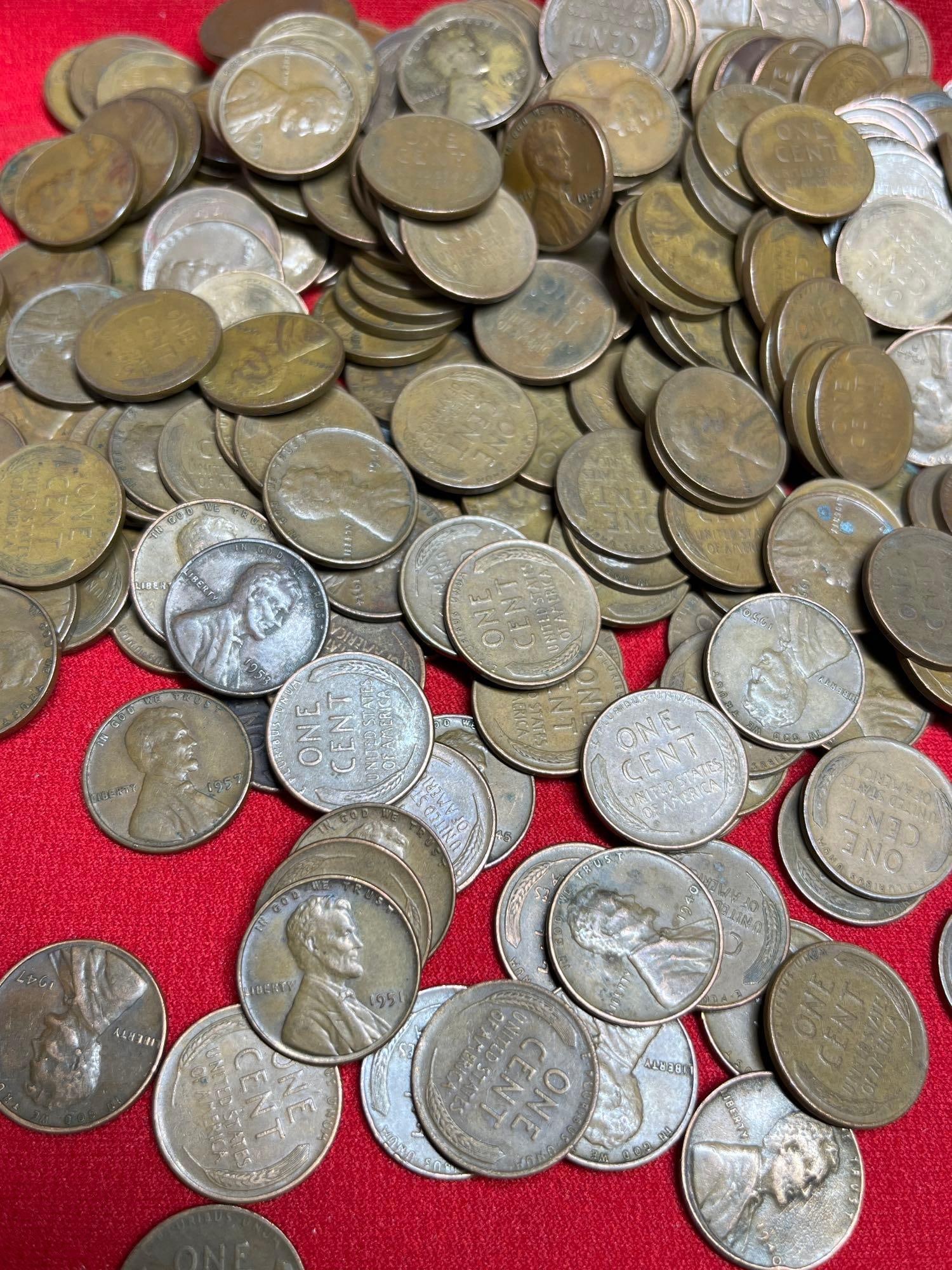 250 Unsorted Wheat Pennies - 2