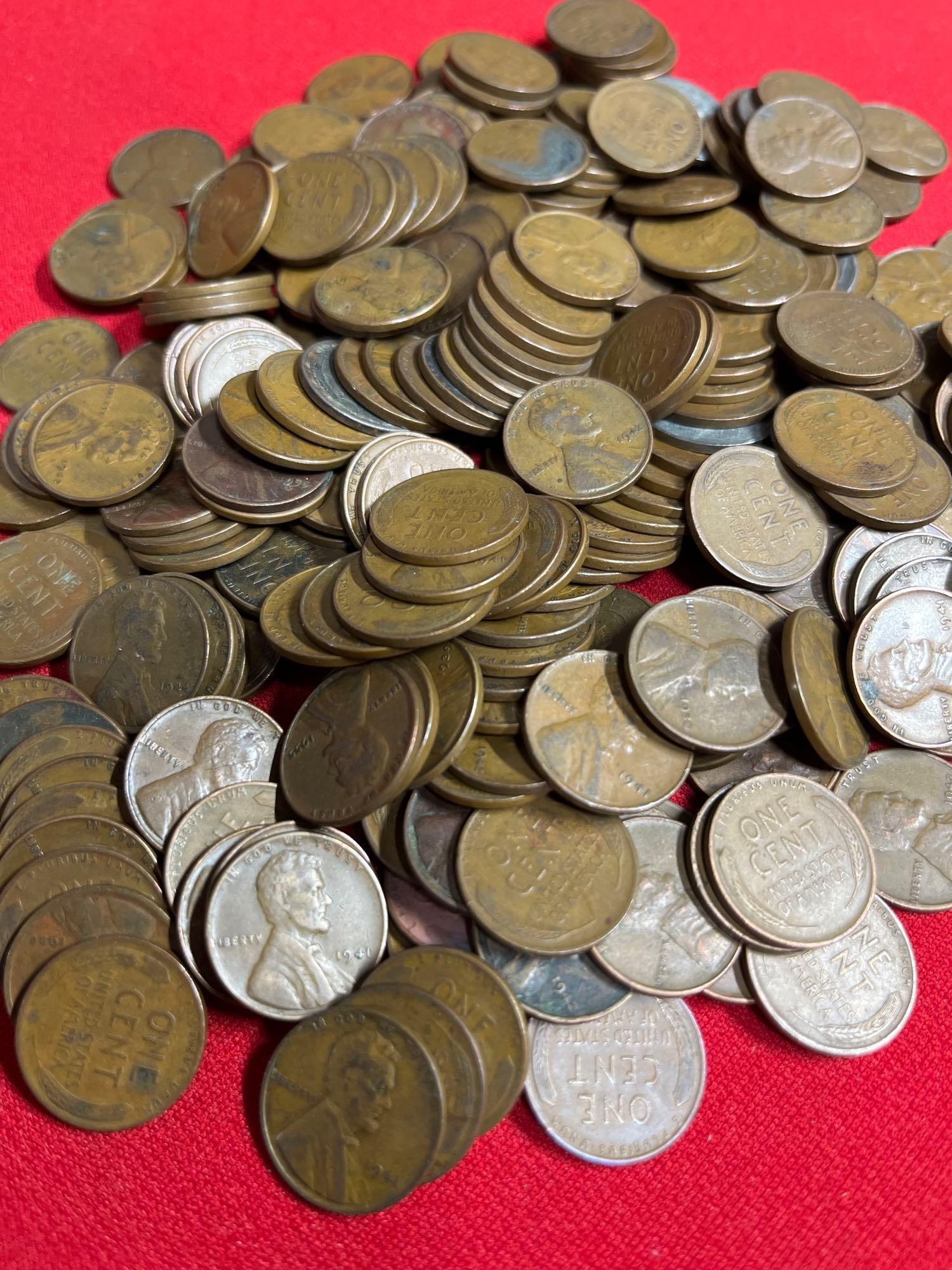 250 Unsorted Wheat Pennies - 2
