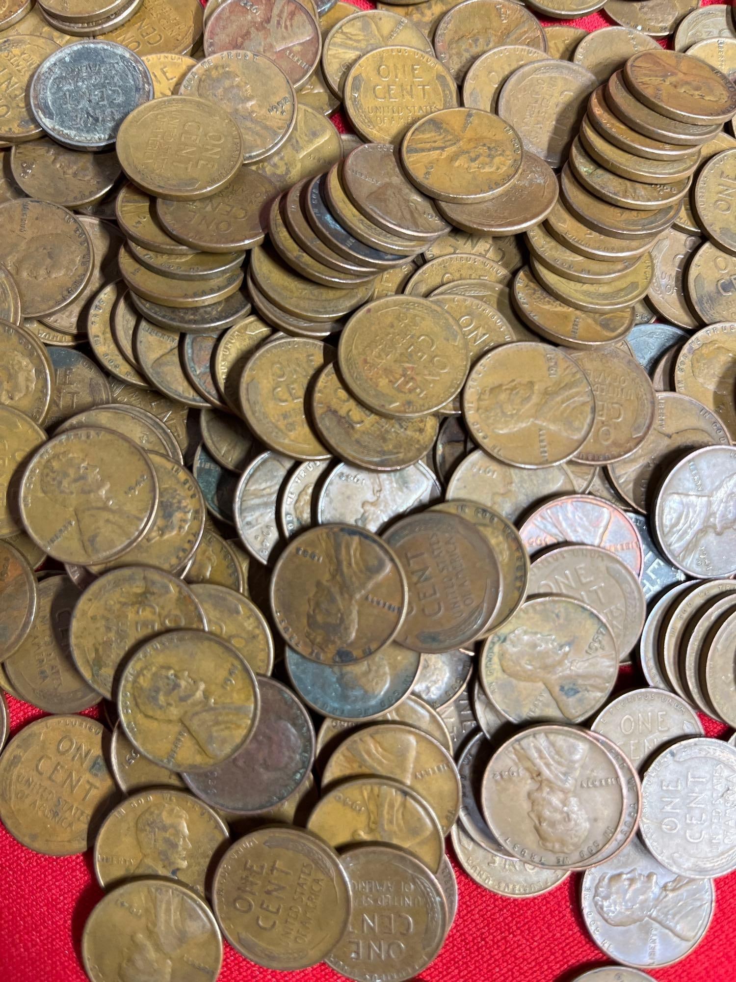 250 Unsorted Wheat Pennies - 2