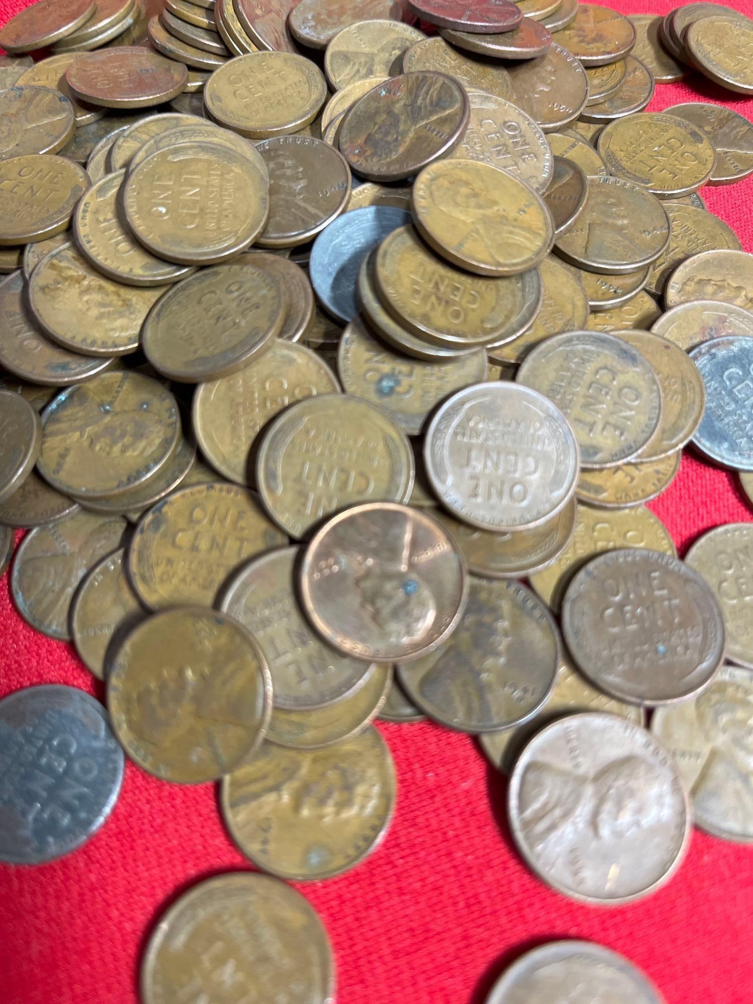 250 Unsorted Wheat Pennies - 2