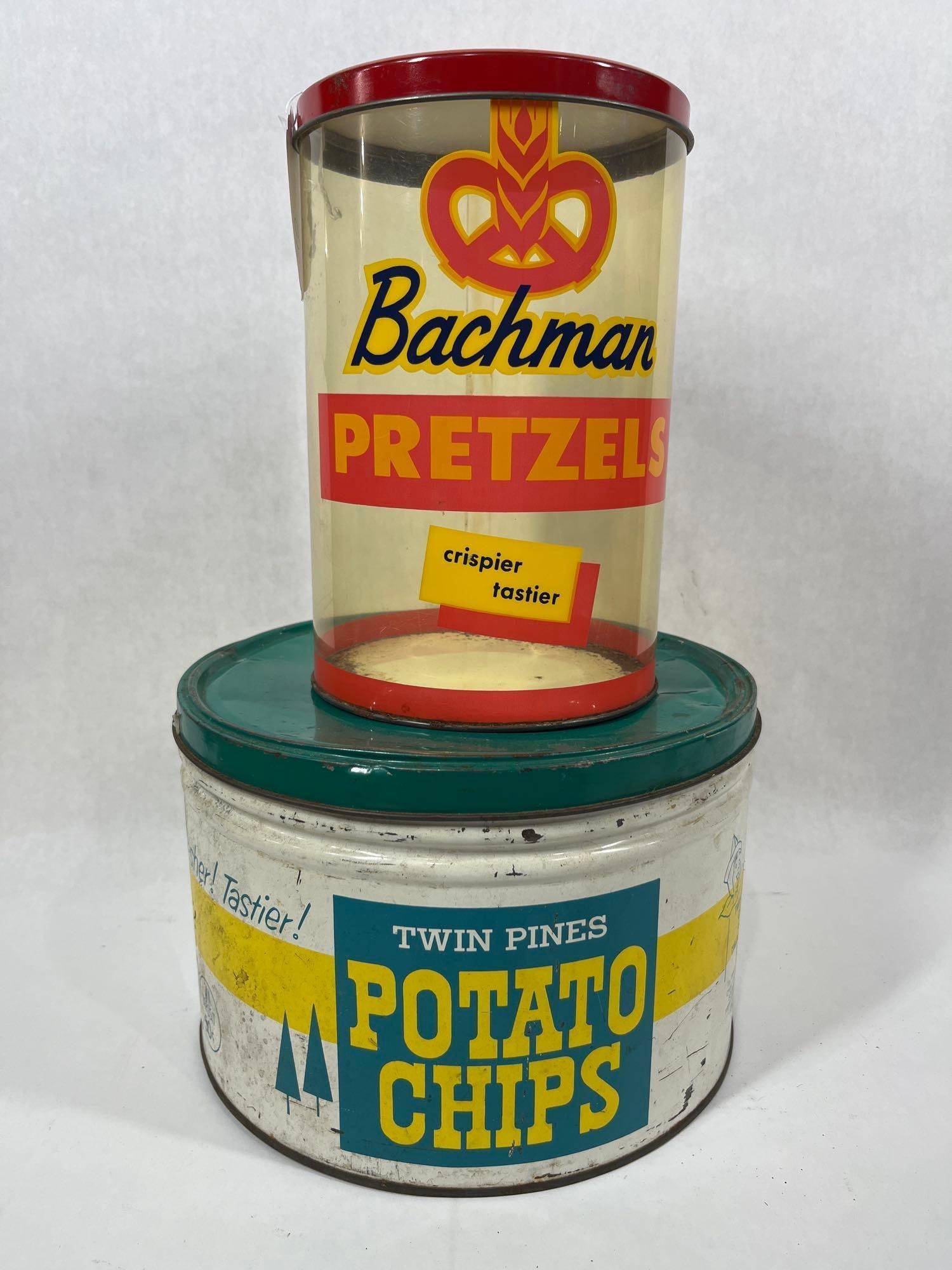 Twin Pines Potato Chip Lidded Tin and Bachman Lidded Pretzel Container (1 of 6)