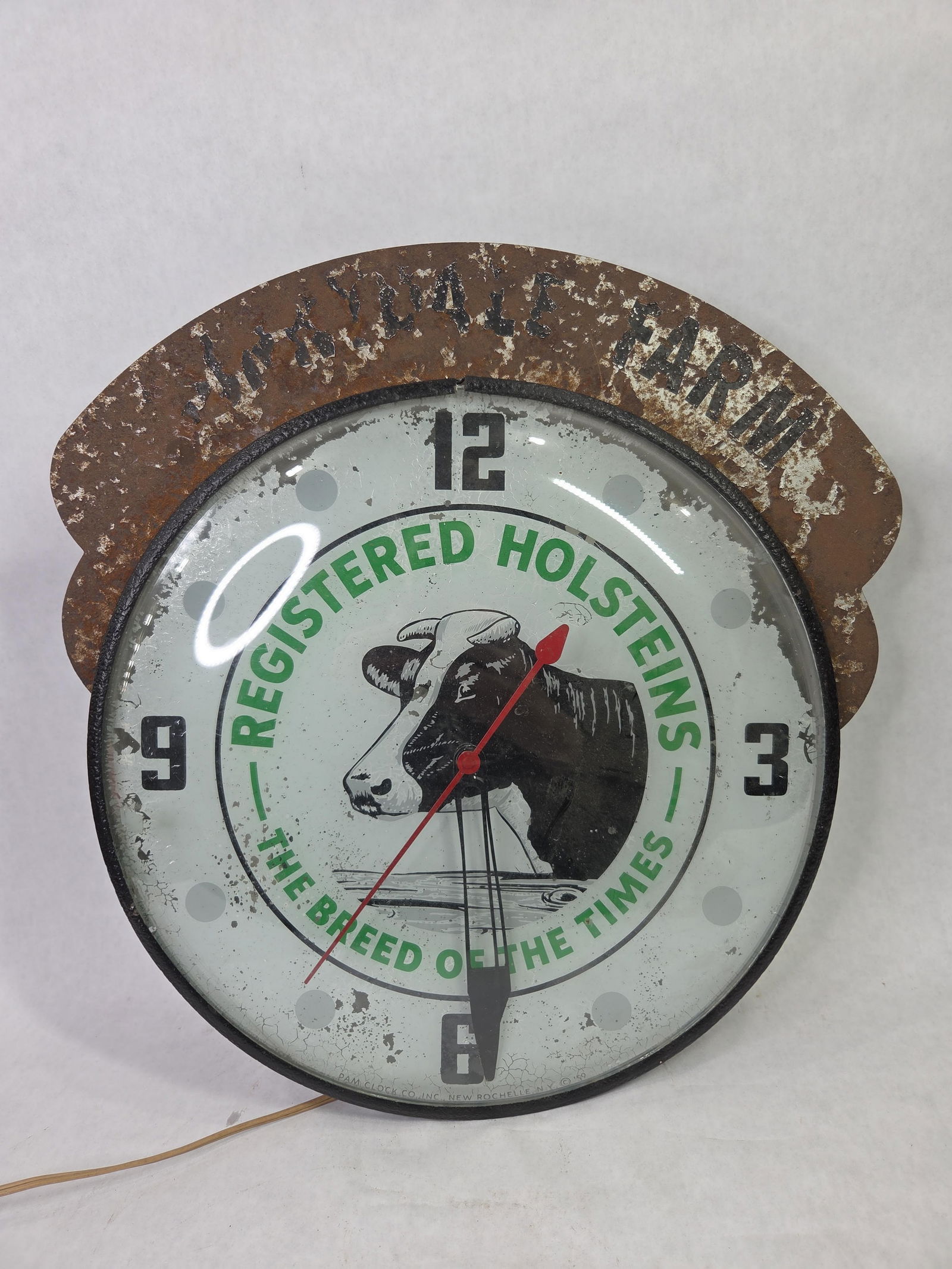 Registered Holsteins The Breed of the Times Illuminated PAM Clock w/ Reverse Painted Face (1 of 6)